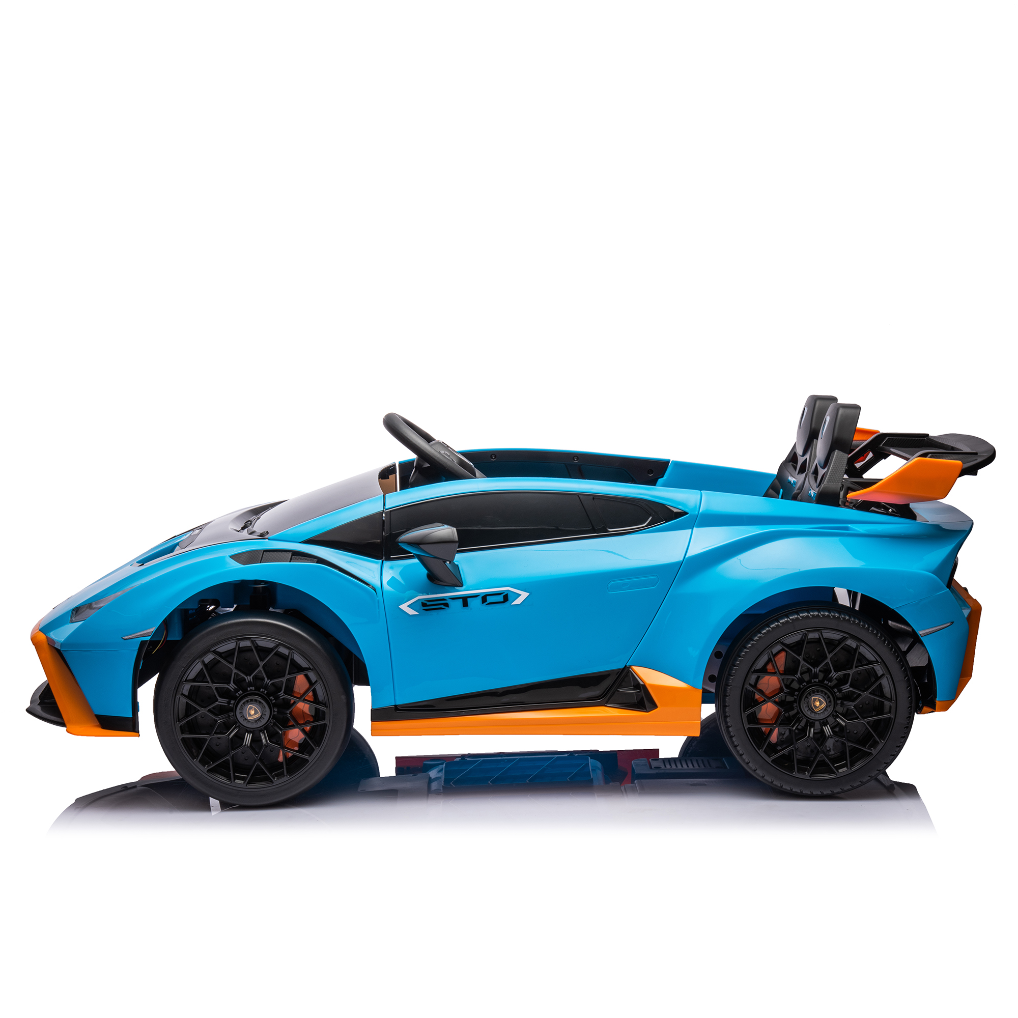 CIPACHO Kids Electric Ride On 24V Licensed Lamborghini Huracan Sto Battery Powered Drift Sports Car Toy with Parent Control, Sound System, LED Headlights, Hydraulic Doors, Blue