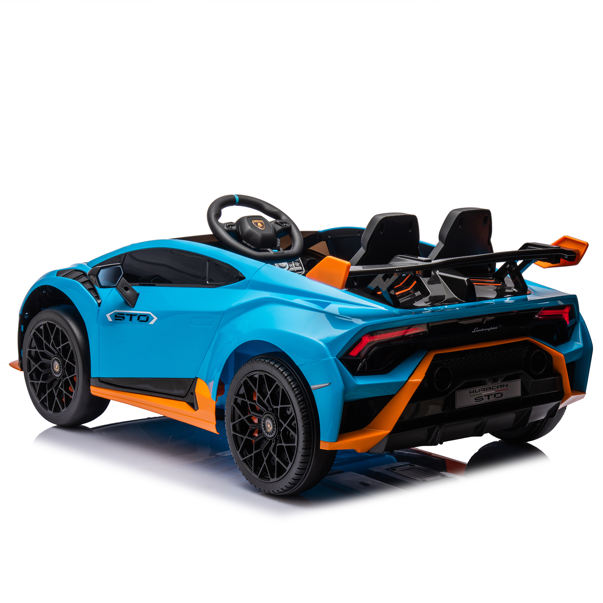 CIPACHO 24V Ride On Car for Kids with Control, Licensed Lamborghini Huracan Sto Battery Powered Electric Vehicles Sports Car, Sound System, Hydraulic Doors, Blue