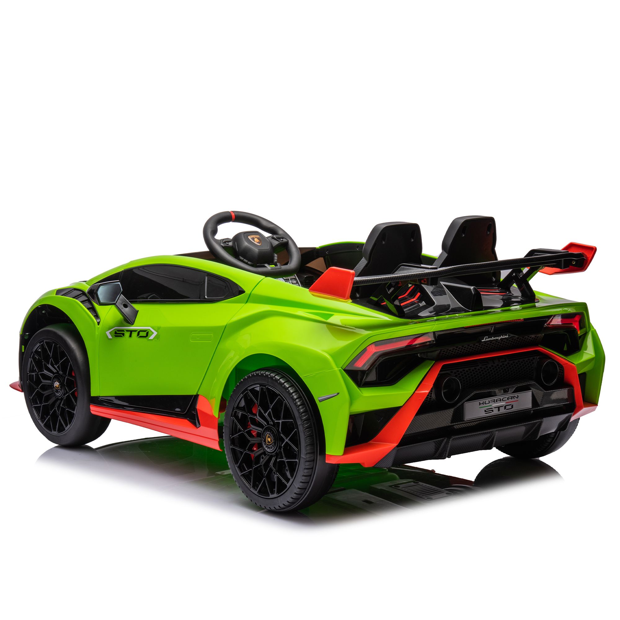 CIPACHO 24V Ride On Car for Kids with Control, Licensed Lamborghini Huracan Sto Battery Powered Electric Vehicles Sports Car, Sound System, Hydraulic Doors, Green