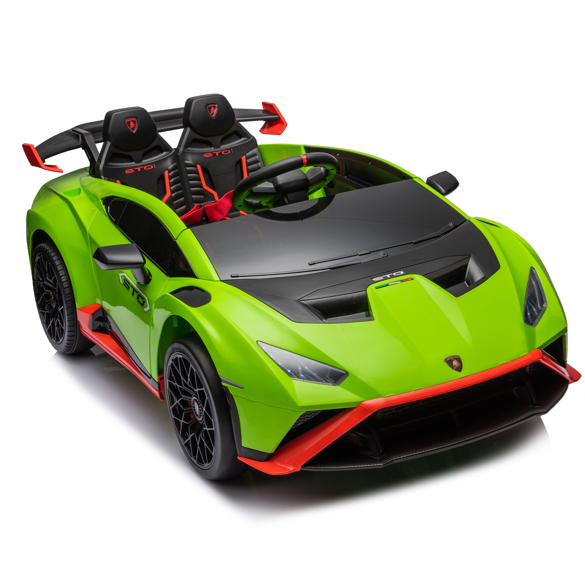 CIPACHO 24V Ride On Car for Kids with Control, Licensed Lamborghini Huracan Sto Battery Powered Electric Vehicles Sports Car, Sound System, Hydraulic Doors, Green