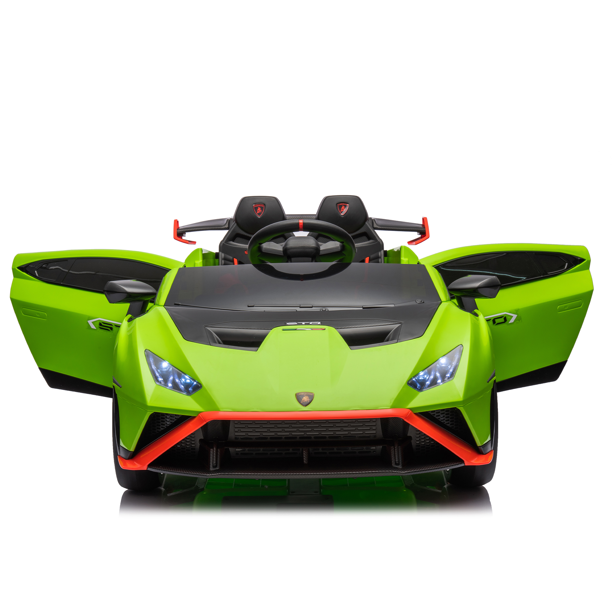 CIPACHO Kids Electric Ride On 24V Licensed Lamborghini Huracan Sto Battery Powered Drift Sports Car Toy with Parent Control, Sound System, LED Headlights, Hydraulic Doors, Green