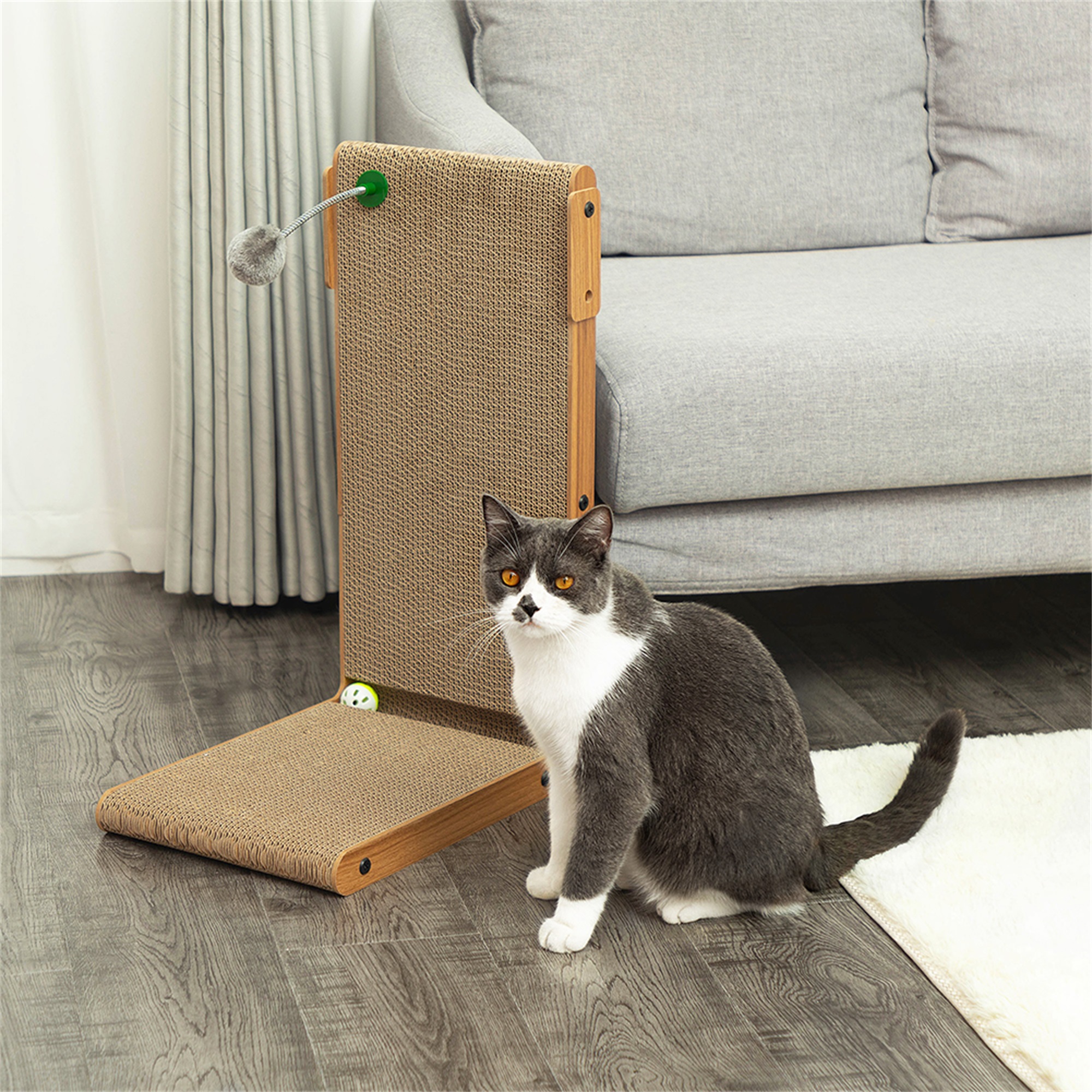 Spaco Adult Cat Scratching Post Toy Cardboard for Jumbo Scratcher for Furniture Lounge Scratch Pad with Catnip ，Brown