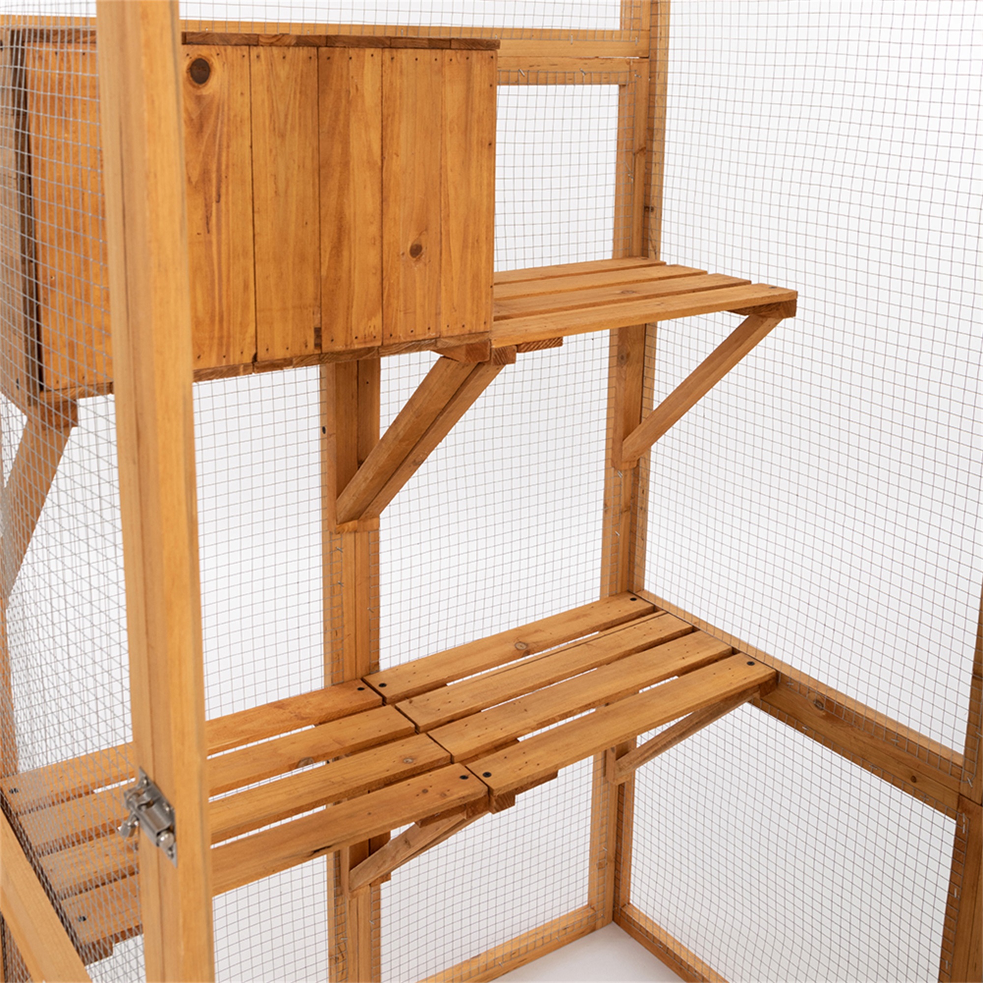 Spaco 70" Large Wooden Cat Enclosure 6 Platforms for Multiple Cats Outdoor Cat Cage, Orange