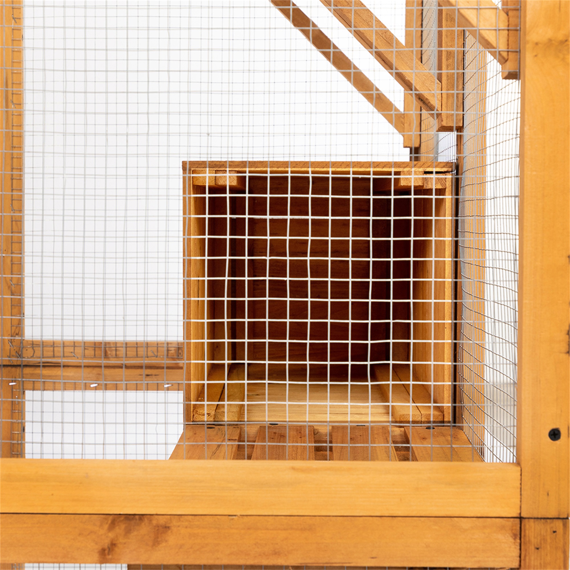 Spaco 70" Large Wooden Cat Enclosure 6 Platforms for Multiple Cats Outdoor Cat Cage, Orange