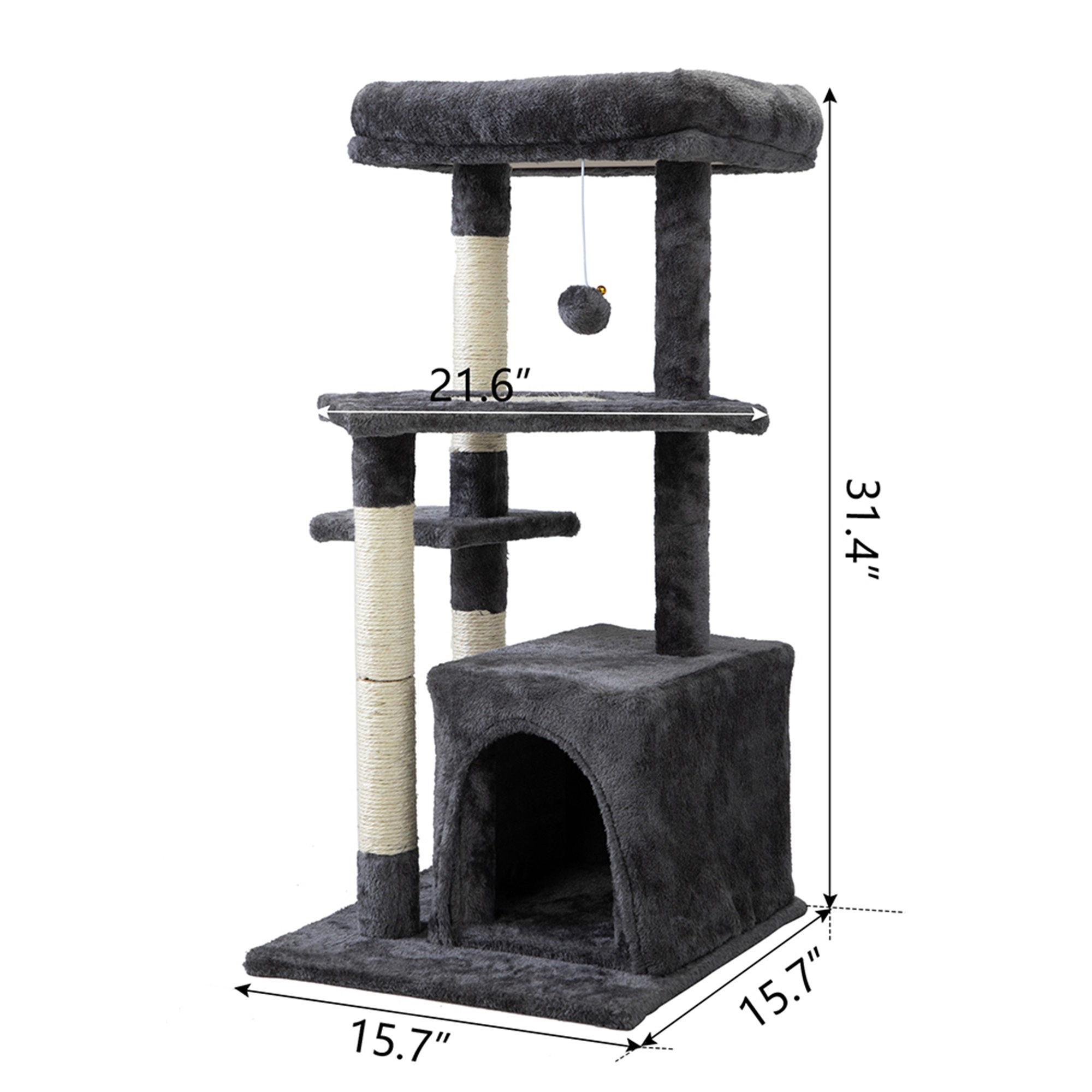 Spaco 33" Cat Tree Cat Tower for Indoor Multi-Level Cat Condo with Scratching Posts, Light Gray