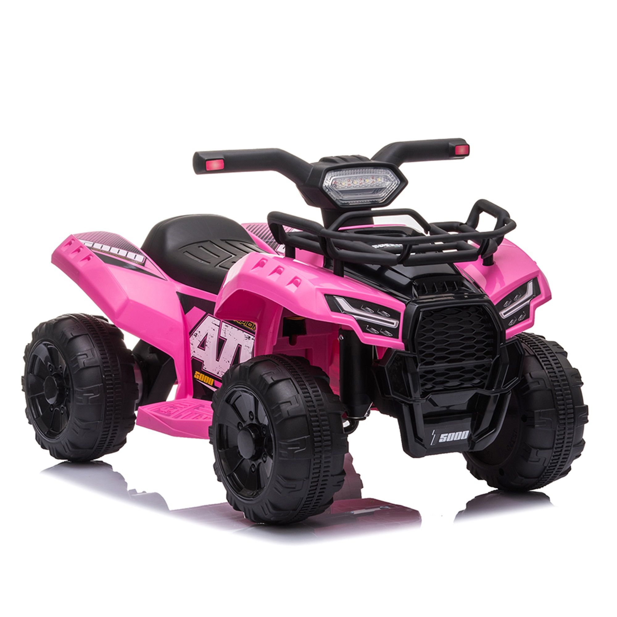 Spaco 6V Electric Kids Car Powered Ride Ons with 4 Spring-Suspension Wheels Button Switch Quad Ride on Car, Pink