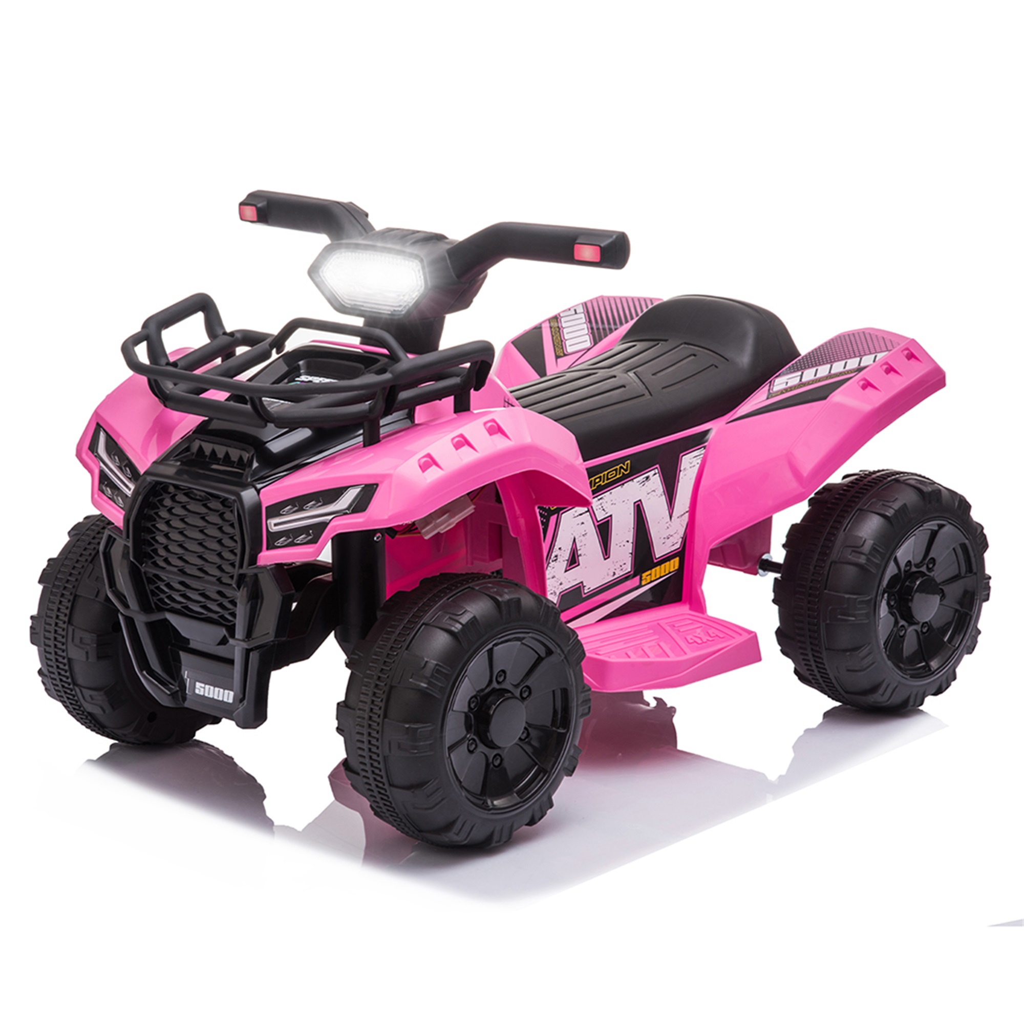 Spaco 6V Electric Kids Car Powered Ride Ons with 4 Spring-Suspension Wheels Button Switch Quad Ride on Car, Pink