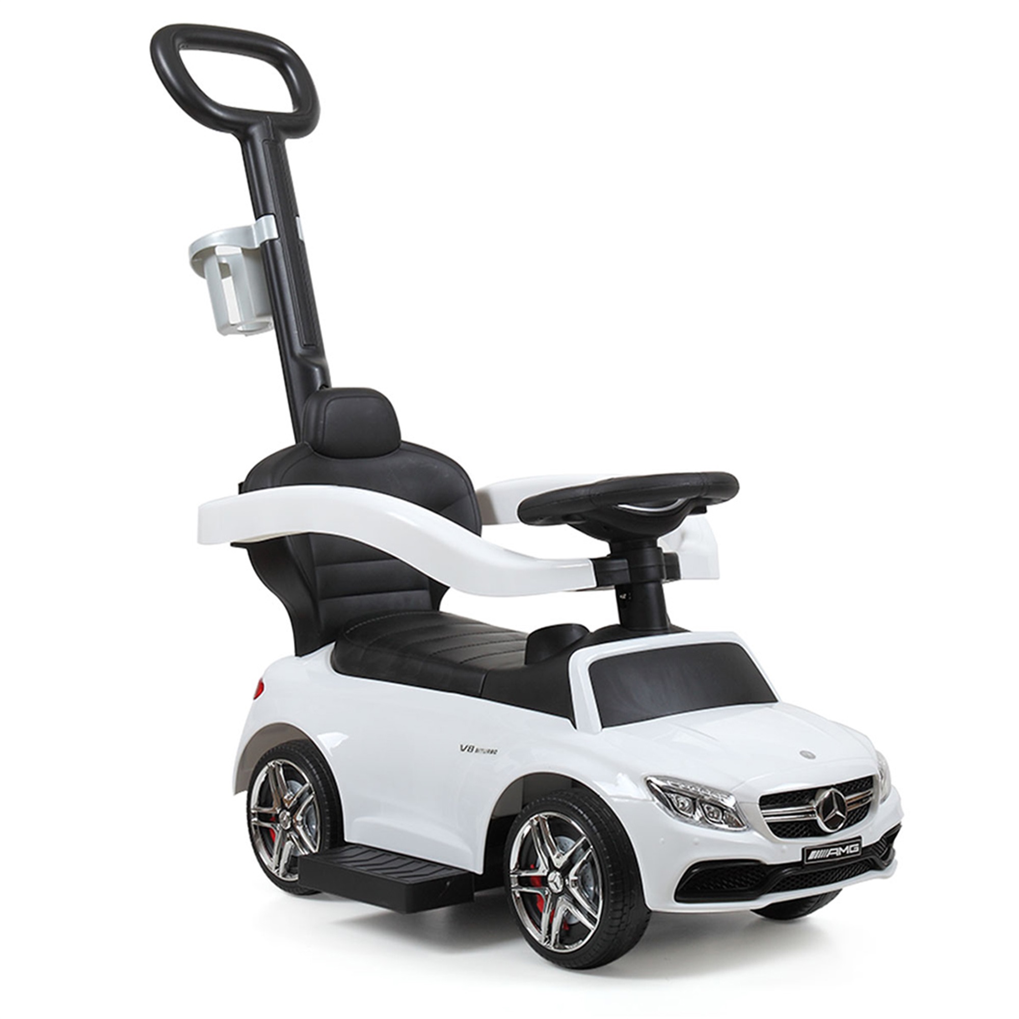 Spaco 3-in-1 Mercedes Licensed Kids Ride On Push Car Child Walker Stroller with Handle, White