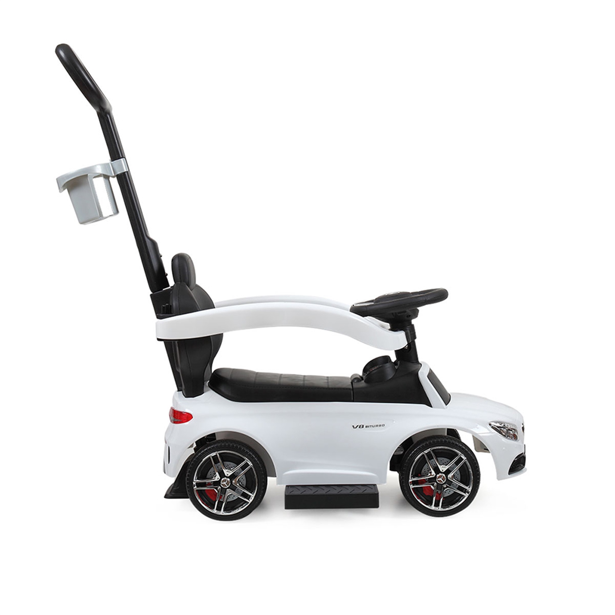 Spaco 3-in-1 Mercedes Licensed Kids Ride On Push Car Child Walker Stroller with Handle, White