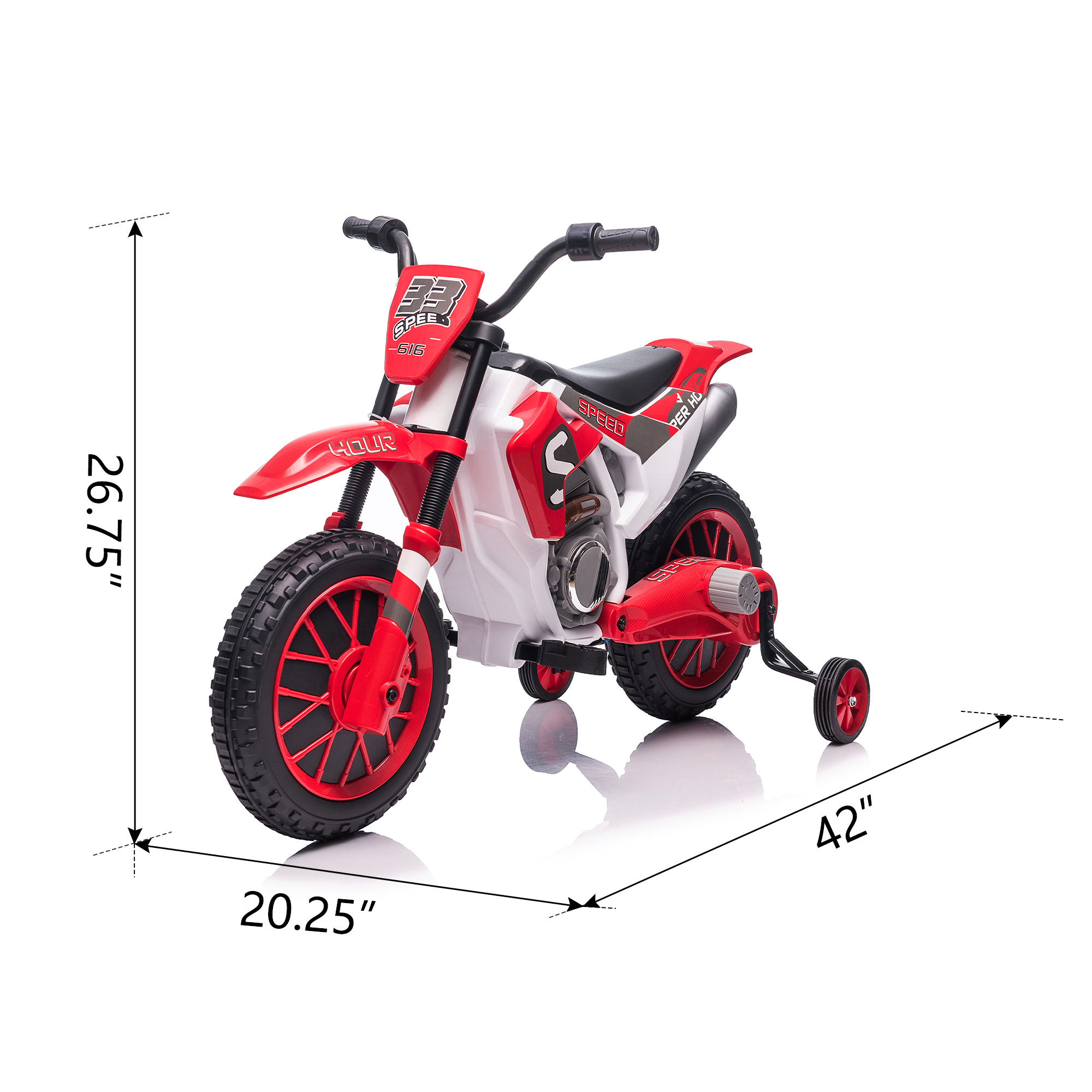 Spaco 12V Ride-On Motorcycle with Training Wheels for Kids Electric Motorbike for Boys Girls 3 to 6 Years Old, Red