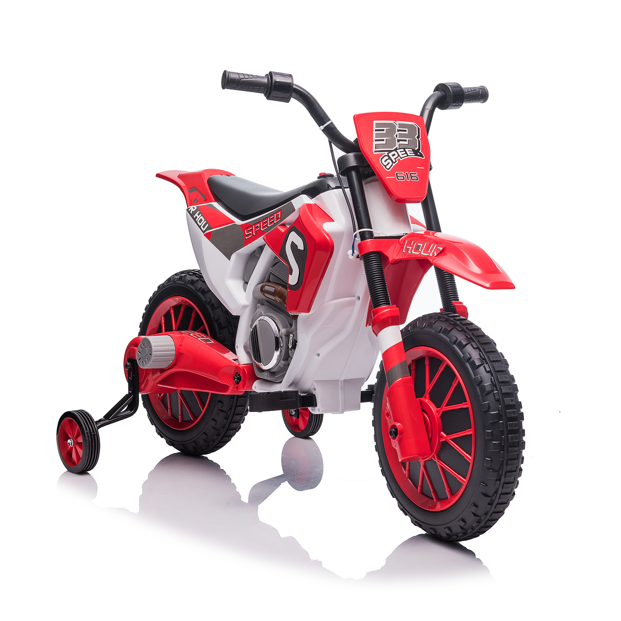 Spaco 12V Ride-On Motorcycle with Training Wheels for Kids Electric Motorbike for Boys Girls 3 to 6 Years Old, Red