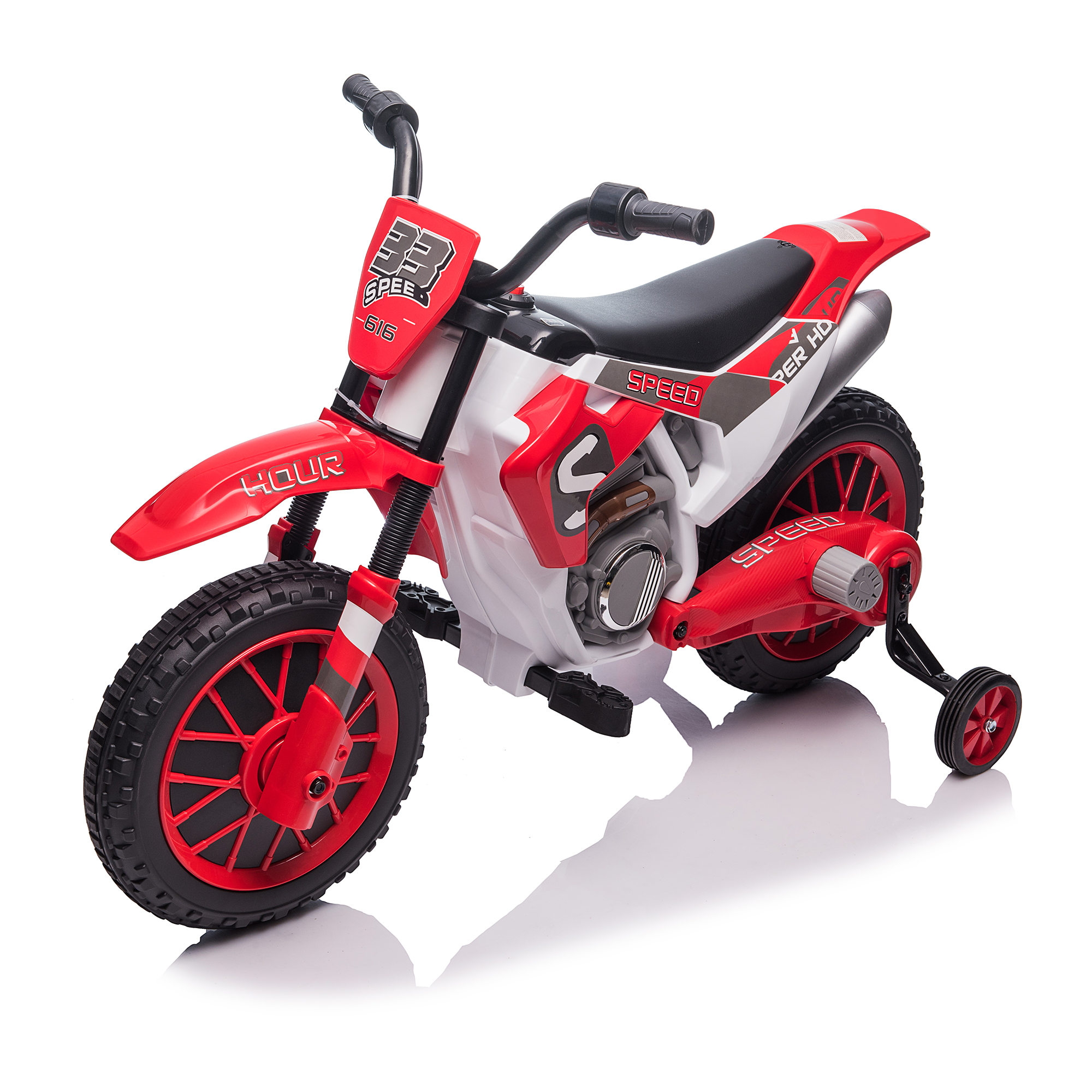 Spaco 12V Ride-On Motorcycle with Training Wheels for Kids Electric Motorbike for Boys Girls 3 to 6 Years Old, Red