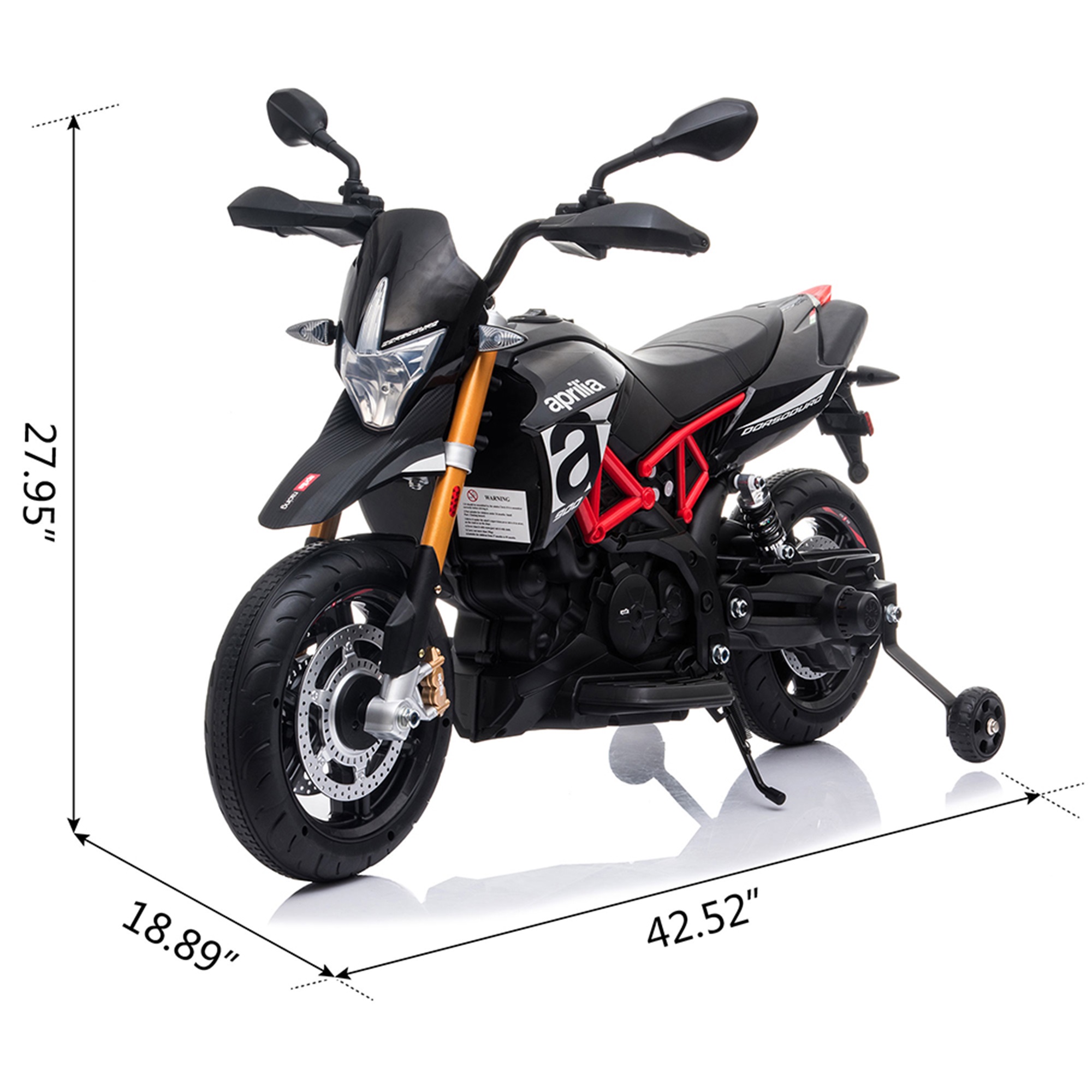 Spaco 12V Battery-Powered Ride On Motorcycle Toy for Toddlers Aged 1-3 Years Boys & Girls, Black