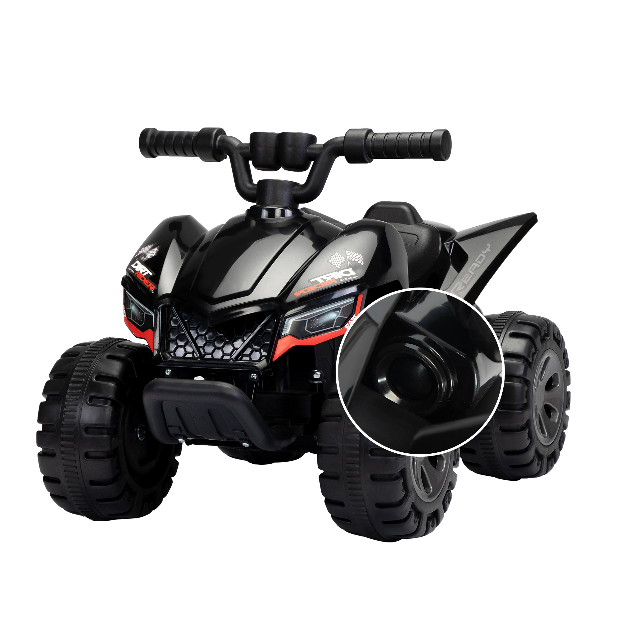 Spaco 6V Battery Powered Electric Quad Car Kids Ride-on ATV Ride-on Toy for Toddlers Age 3-5, Black