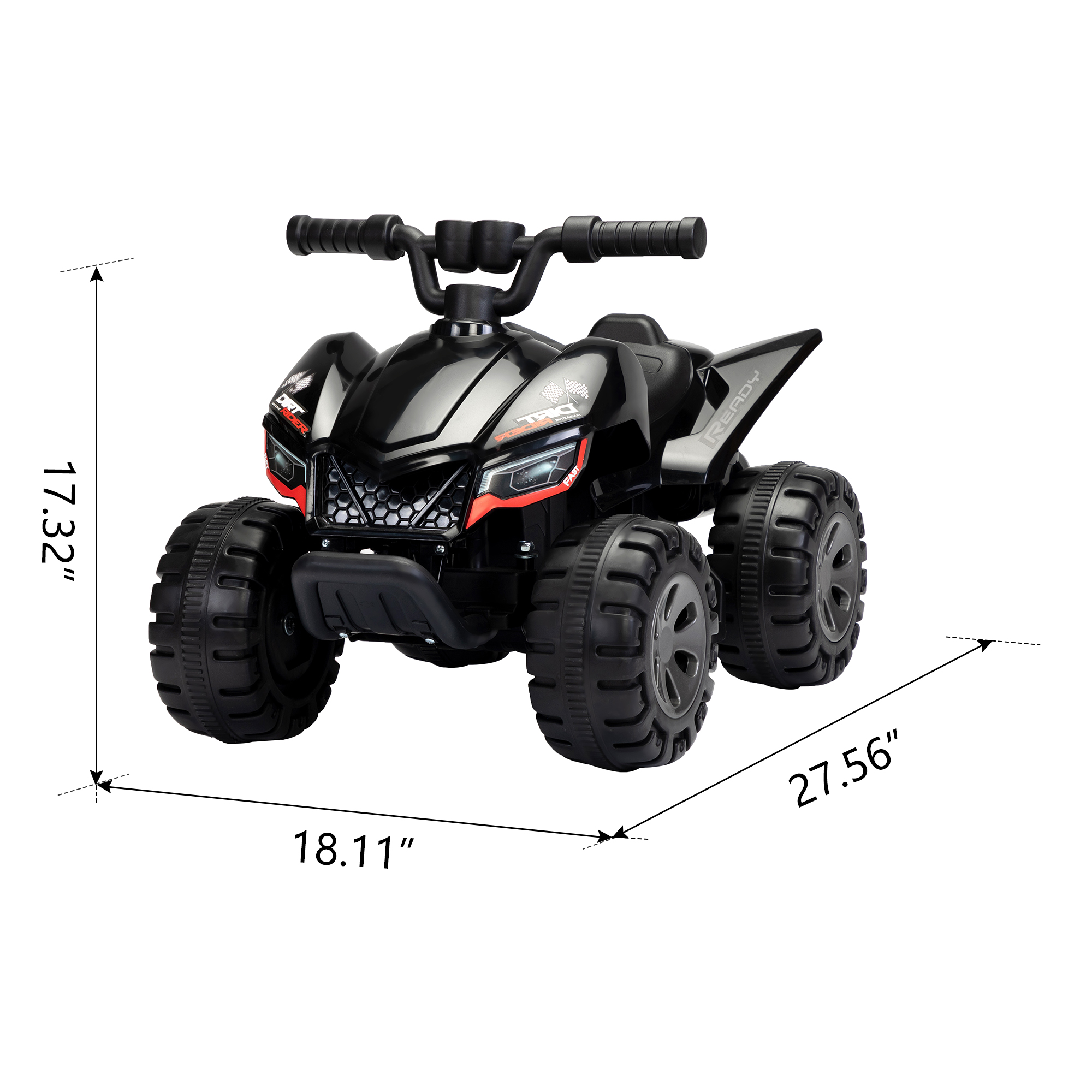 Spaco 6V Battery Powered Electric Quad Car Kids Ride-on ATV Ride-on Toy for Toddlers Age 3-5, Black