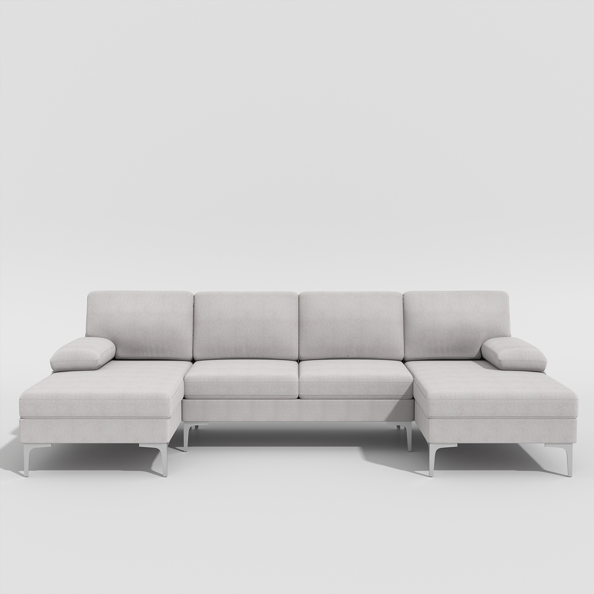 Spaco U-Shape Convertible Sectional Sofa Couch with Reversible Chaise with 4 Seats Modern Sleeper Modular Couch for Living Room, Beige