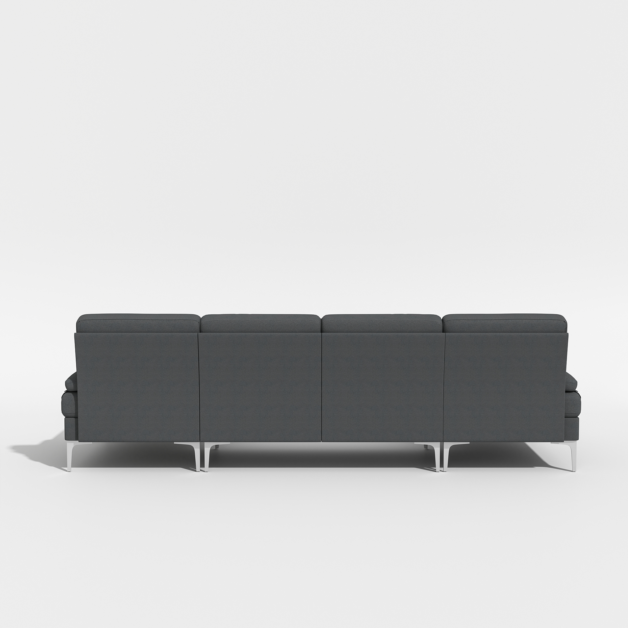 Spaco Mid-Modern Century U-Shape Sofa Sectional Couch Reversible Chenille Chaise Sleeper, Dark Gray