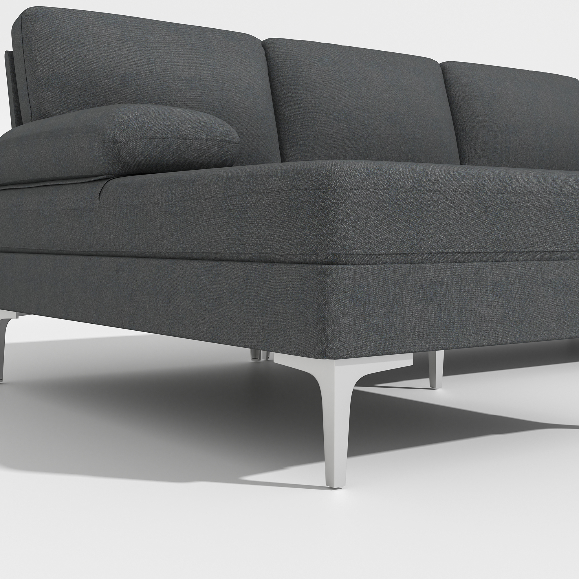 Spaco Mid-Modern Century U-Shape Sofa Sectional Couch Reversible Chenille Chaise Sleeper, Dark Gray