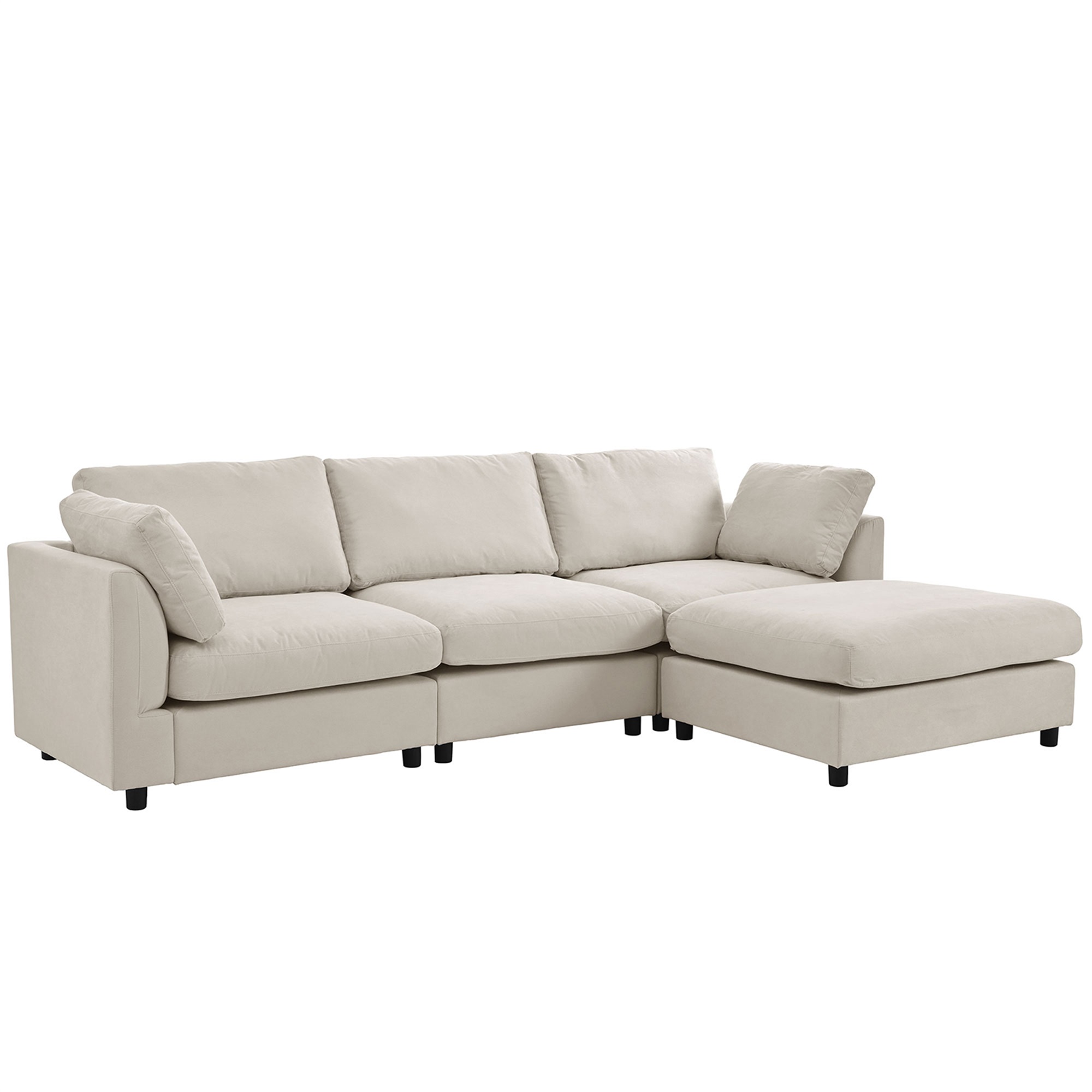 Spaco L-Shaped Couch Modern Beige Fabric 4-Seat Sofa Sectional with Reversible Chaise for Living Room, Beige