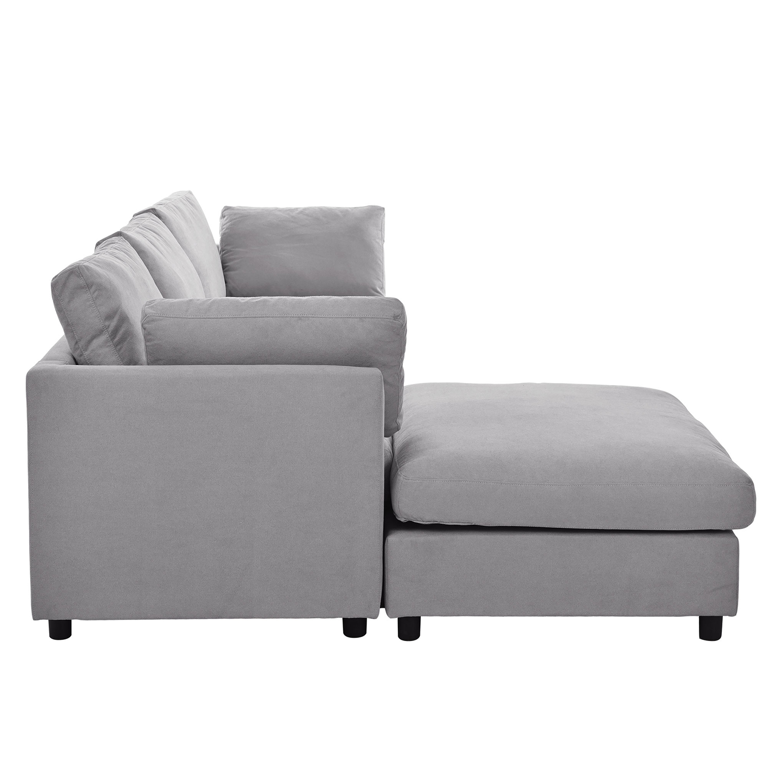 Spaco L-Shaped Couch Modern Beige Fabric 4-Seat Sofa Sectional with Reversible Chaise for Living Room, Grey