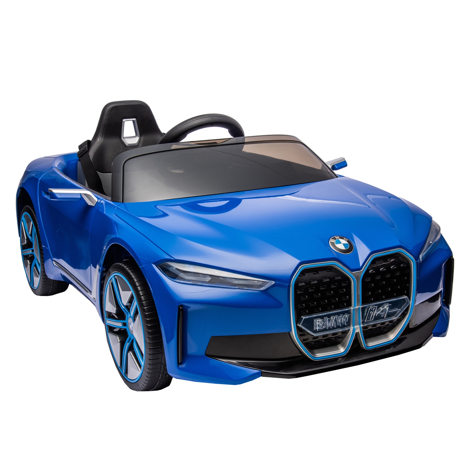 CIPACHO Licensed BMW I4, 12V Kids Ride On Car with 2.4G Parents Remote Control, Electric Kids Car with USB, MP3, Bluetooth, 3 Speed Adjustable, Blue