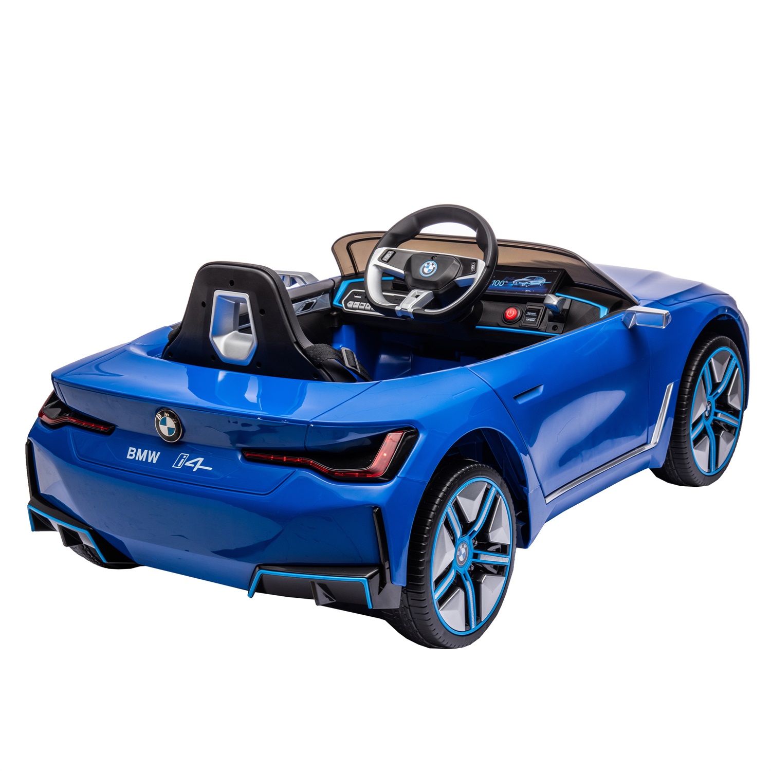 CIPACHO Licensed BMW I4, 12V Kids Ride On Car with 2.4G Parents Remote Control, Electric Kids Car with USB, MP3, Bluetooth, 3 Speed Adjustable, Blue