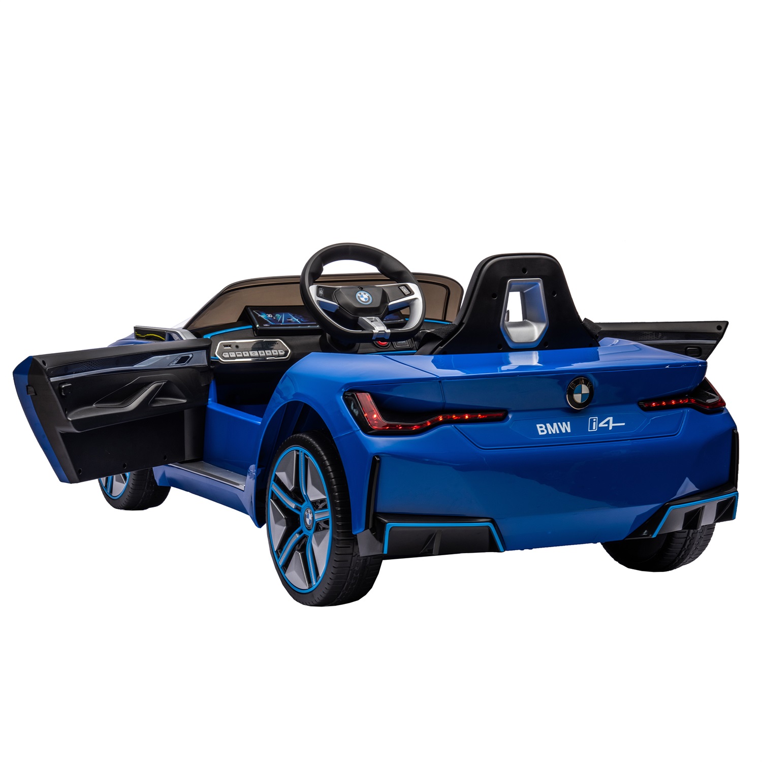 CIPACHO Licensed BMW I4, 12V Kids Ride On Car with 2.4G Parents Remote Control, Electric Kids Car with USB, MP3, Bluetooth, 3 Speed Adjustable, Blue