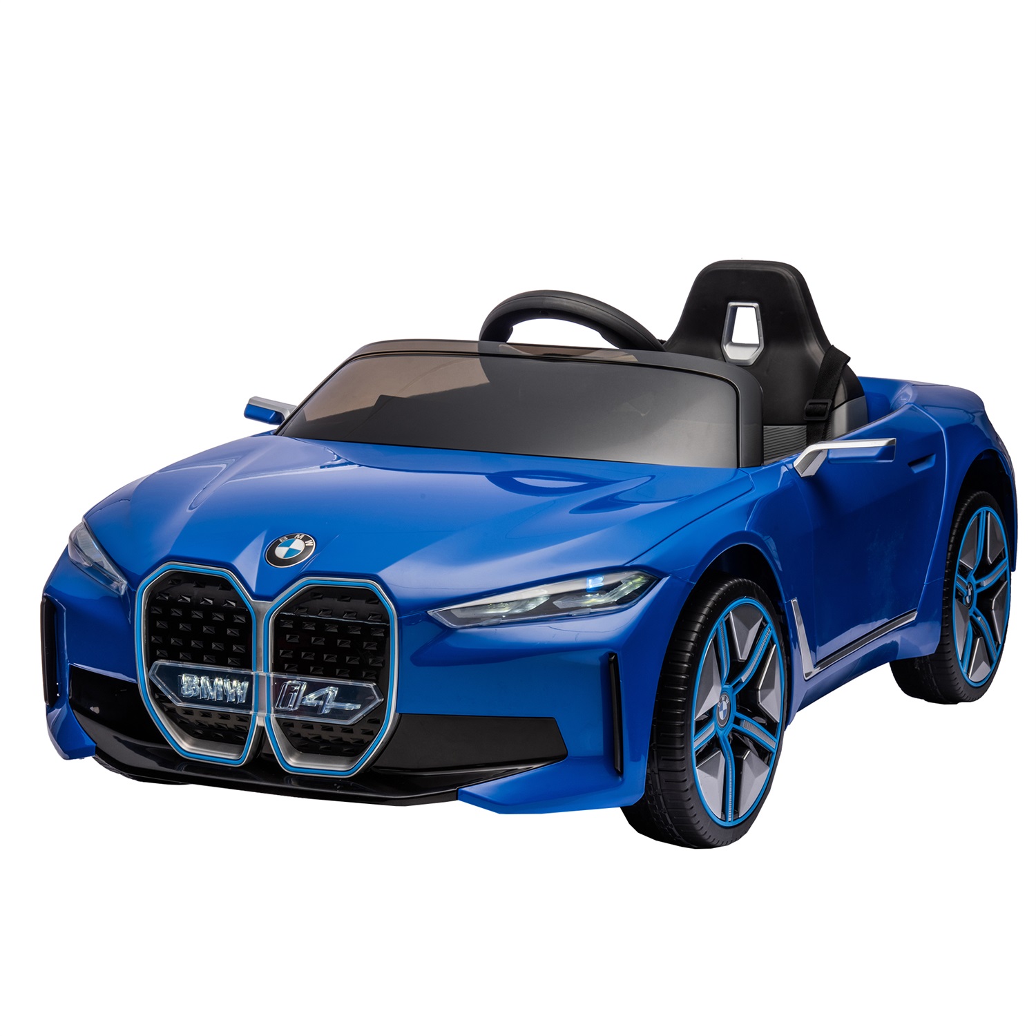 CIPACHO 12V Kids Ride On Car with 2.4G Parents Remote Control, Licensed BMW I4 Electric Kids Car, 3 Speed Adjustable, Blue