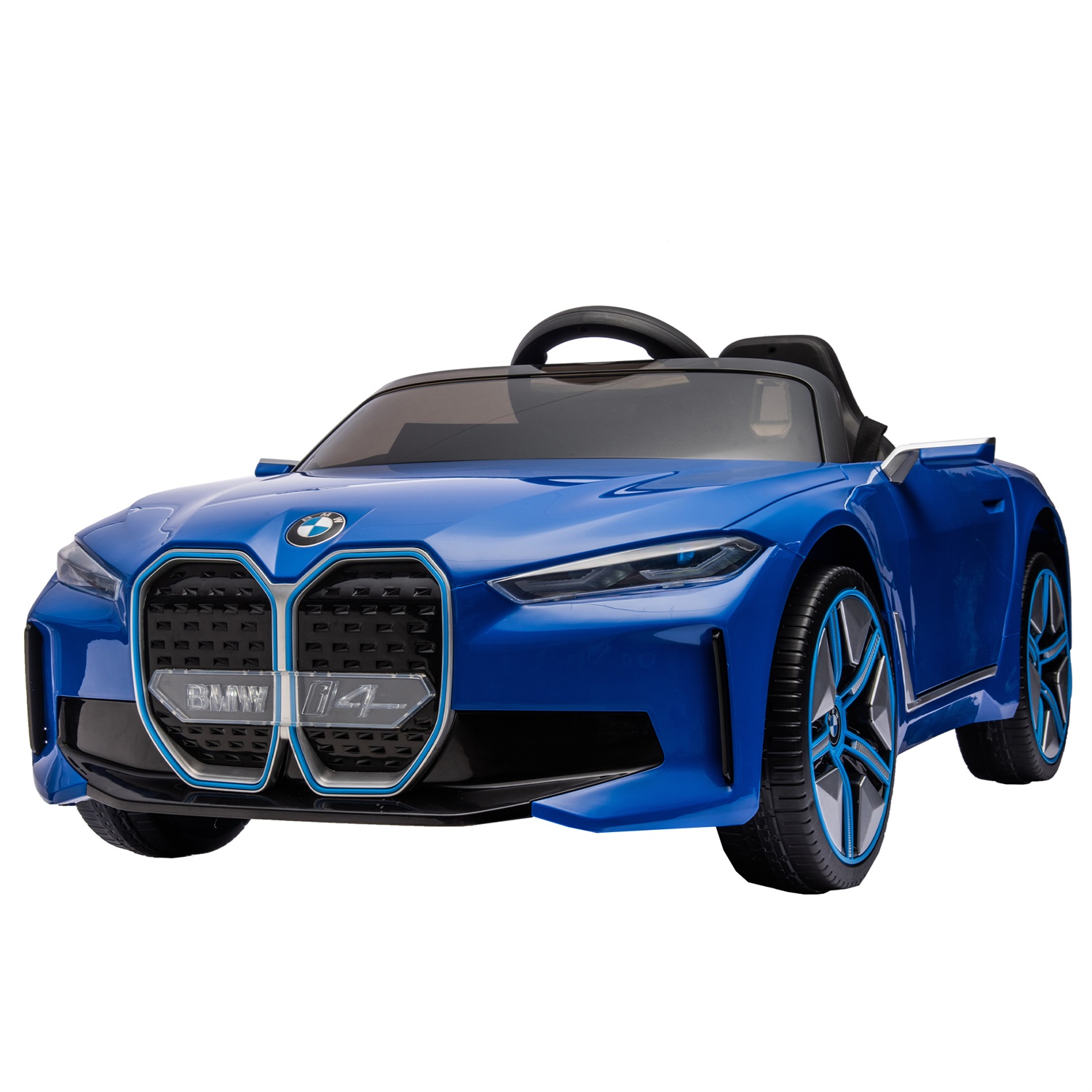 CIPACHO Licensed BMW I4, 12V Kids Ride On Car with 2.4G Parents Remote Control, Electric Kids Car with USB, MP3, Bluetooth, 3 Speed Adjustable, Blue