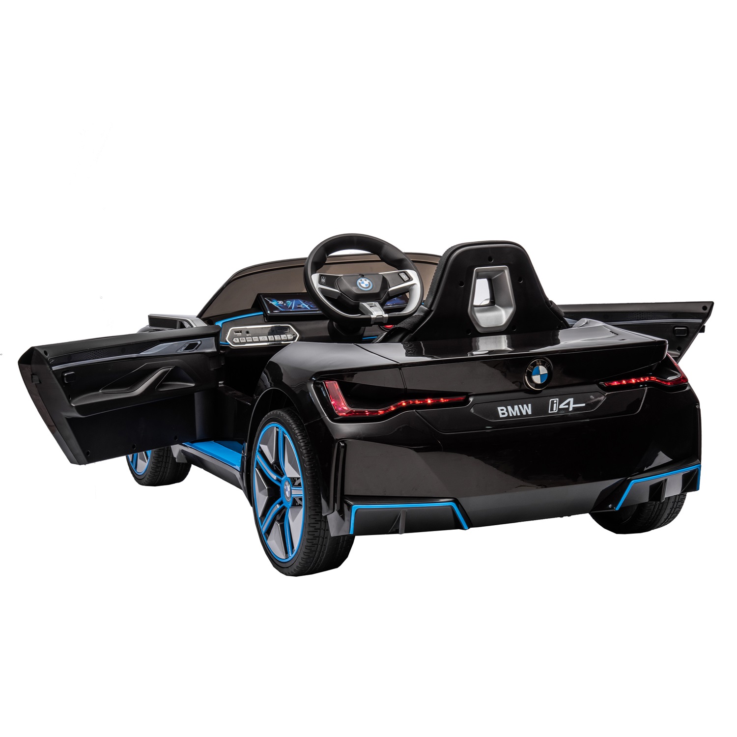 CIPACHO 12V Kids Ride On Car with 2.4G Parents Remote Control, Licensed BMW I4 Electric Kids Car, 3 Speed Adjustable, Black