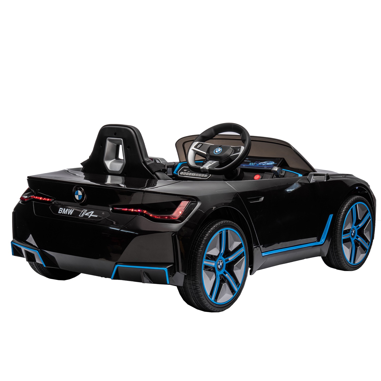 CIPACHO Licensed BMW I4, 12V Kids Ride On Car with 2.4G Parents Remote Control, Electric Kids Car with USB, MP3, Bluetooth, 3 Speed Adjustable, Black