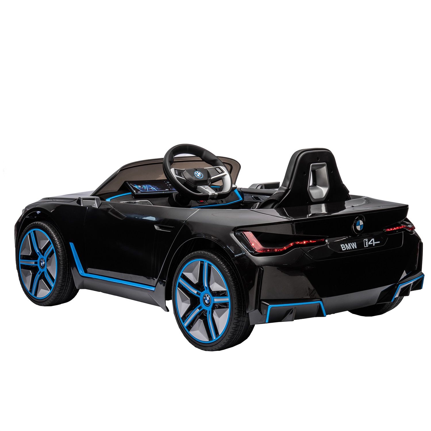 CIPACHO Licensed BMW I4, 12V Kids Ride On Car with 2.4G Parents Remote Control, Electric Kids Car with USB, MP3, Bluetooth, 3 Speed Adjustable, Black