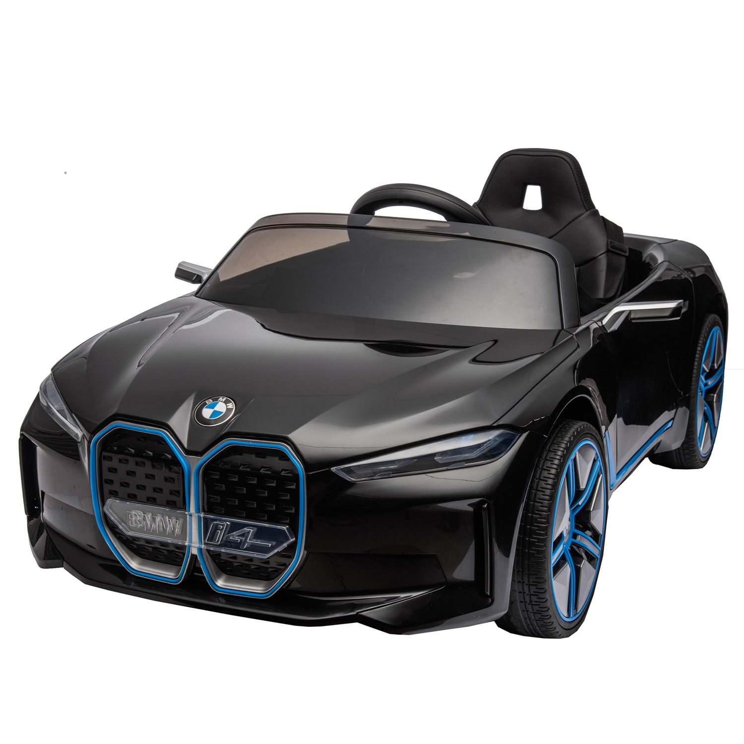 CIPACHO Licensed BMW I4, 12V Kids Ride On Car with 2.4G Parents Remote Control, Electric Kids Car with USB, MP3, Bluetooth, 3 Speed Adjustable, Black