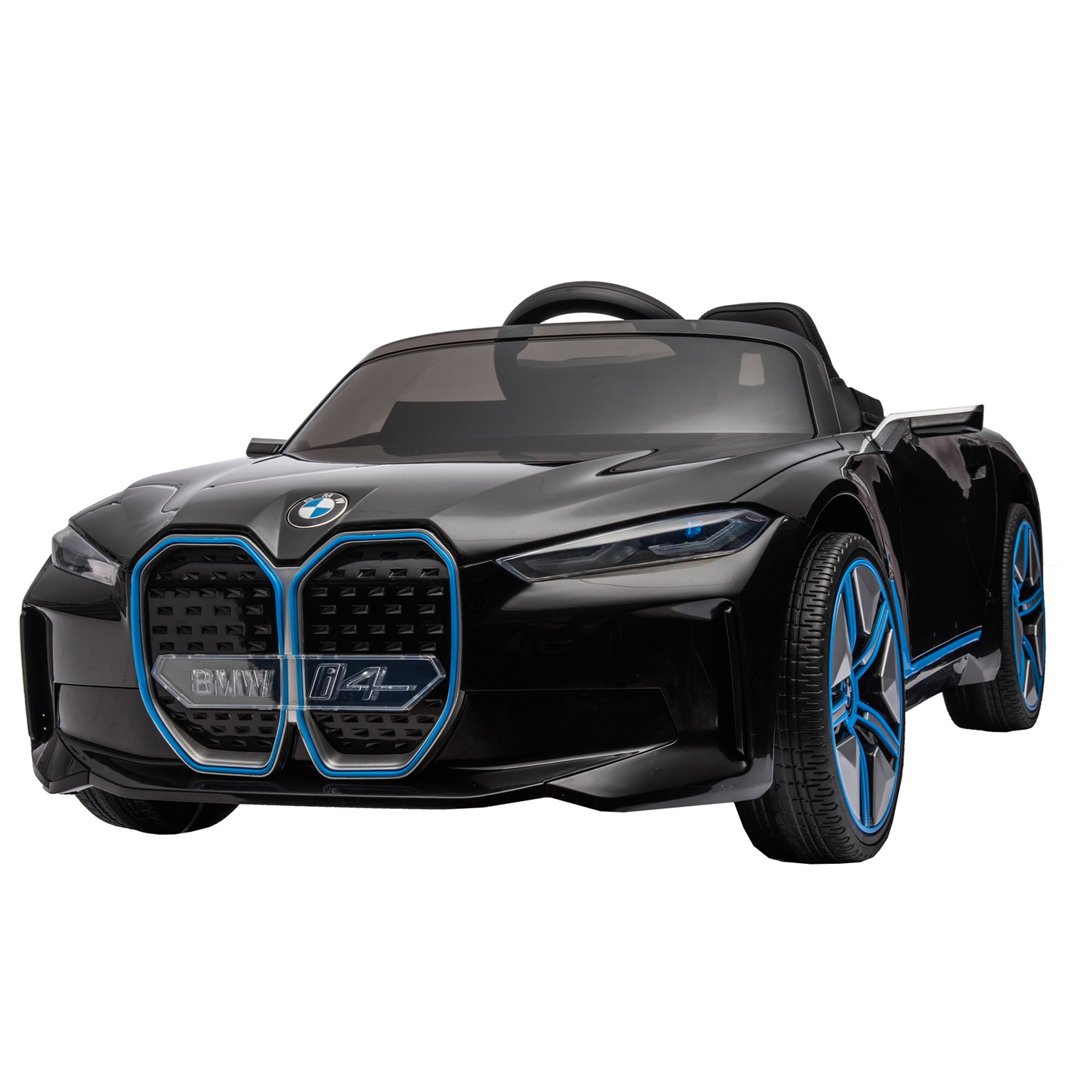 CIPACHO 12V Kids Ride On Car with 2.4G Parents Remote Control, Licensed BMW I4 Electric Kids Car, 3 Speed Adjustable, Black