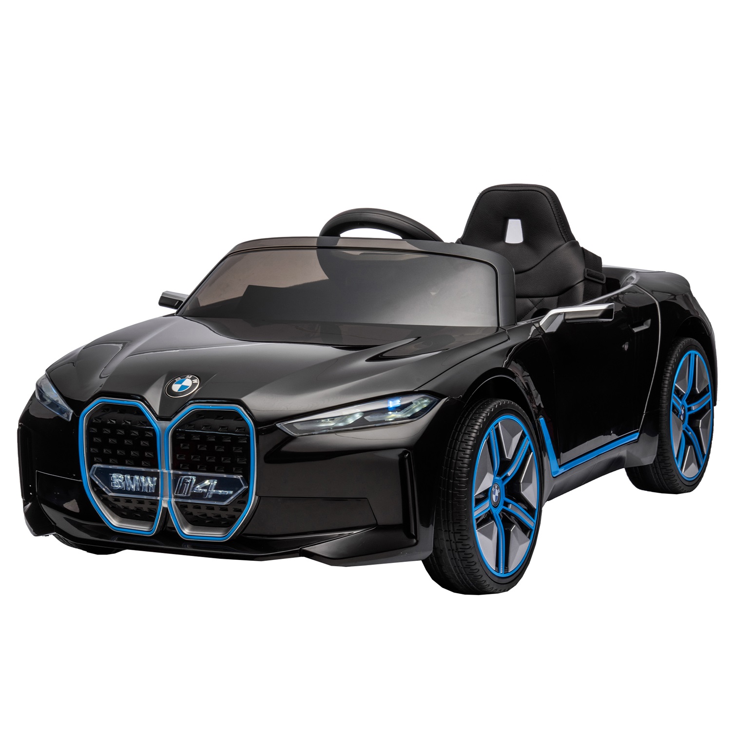 CIPACHO Licensed BMW I4, 12V Kids Ride On Car with 2.4G Parents Remote Control, Electric Kids Car with USB, MP3, Bluetooth, 3 Speed Adjustable, Black