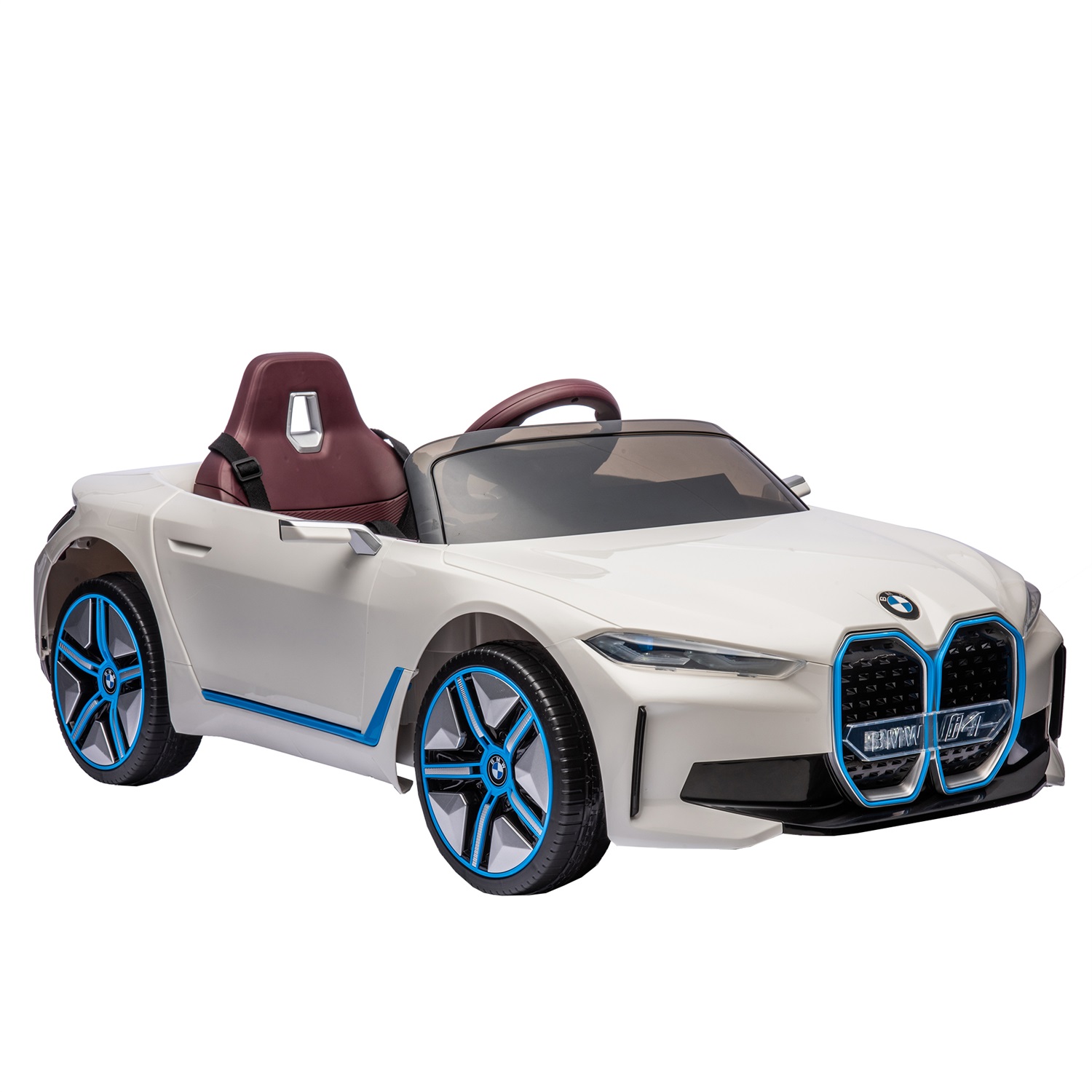 CIPACHO 12V Kids Ride On Car with 2.4G Parents Remote Control, Licensed BMW I4 Electric Kids Car, 3 Speed Adjustable, White