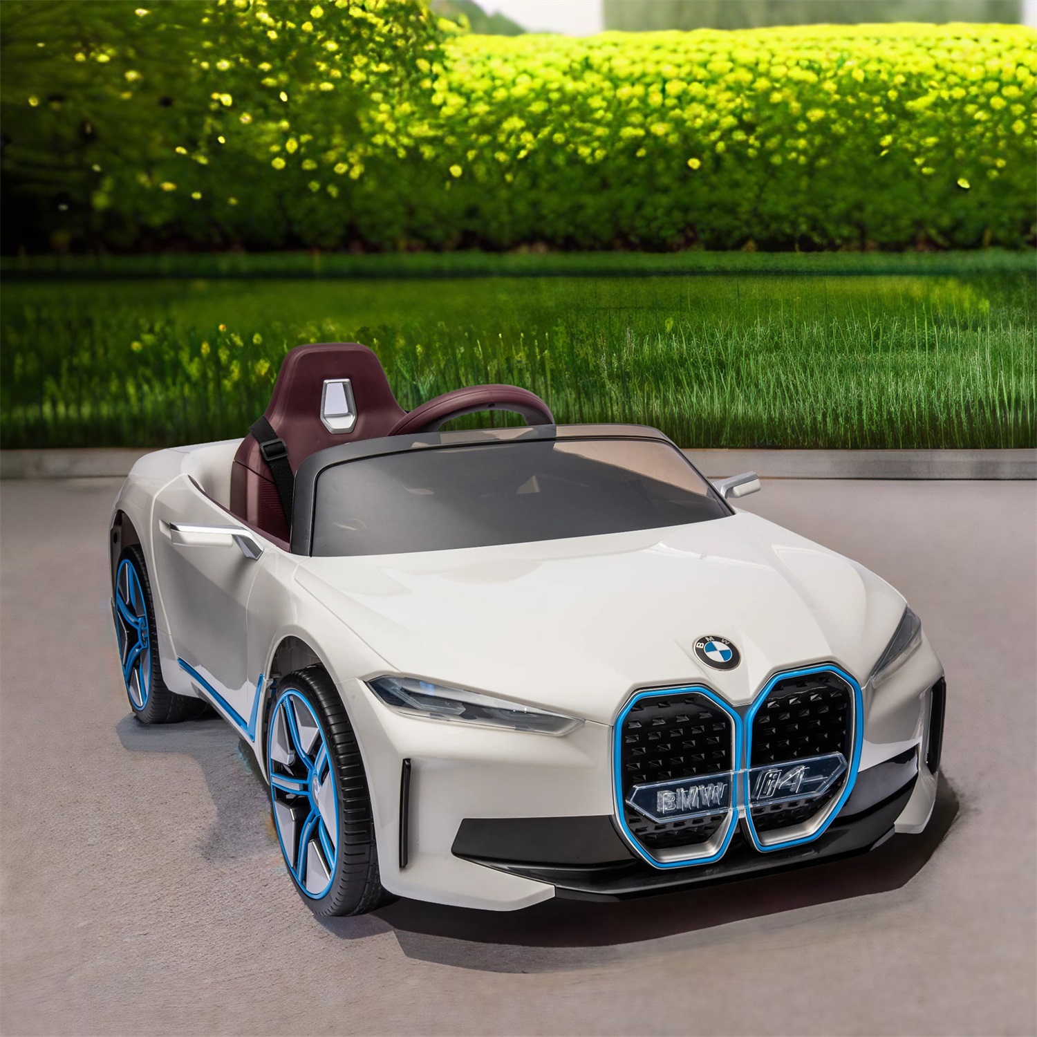 CIPACHO 12V Kids Ride On Car with 2.4G Parents Remote Control, Licensed BMW I4 Electric Kids Car, 3 Speed Adjustable, White