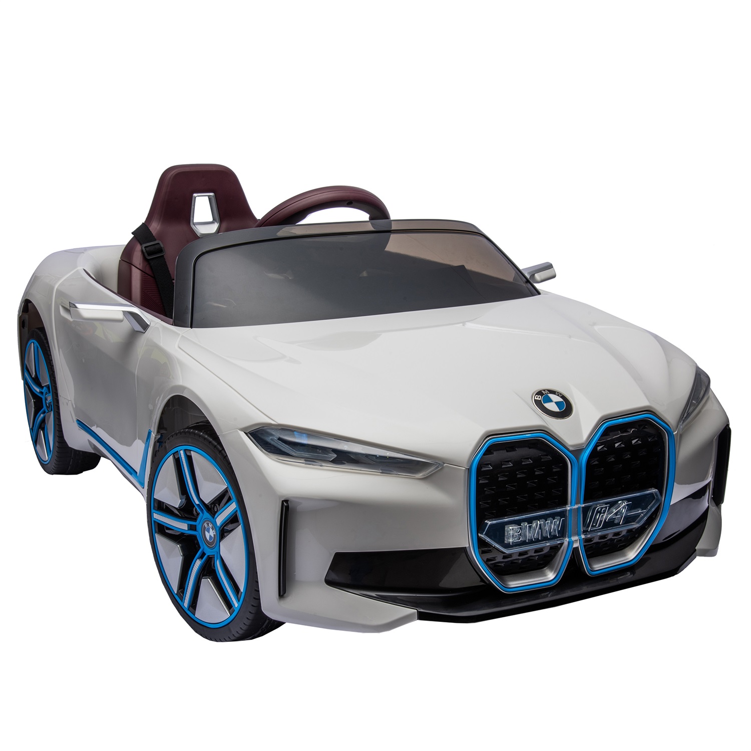 CIPACHO Licensed BMW I4, 12V Kids Ride On Car with 2.4G Parents Remote Control, Electric Kids Car with USB, MP3, Bluetooth, 3 Speed Adjustable, White