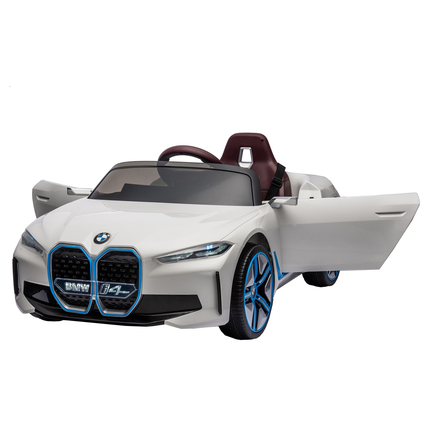 CIPACHO Licensed BMW I4, 12V Kids Ride On Car with 2.4G Parents Remote Control, Electric Kids Car with USB, MP3, Bluetooth, 3 Speed Adjustable, White