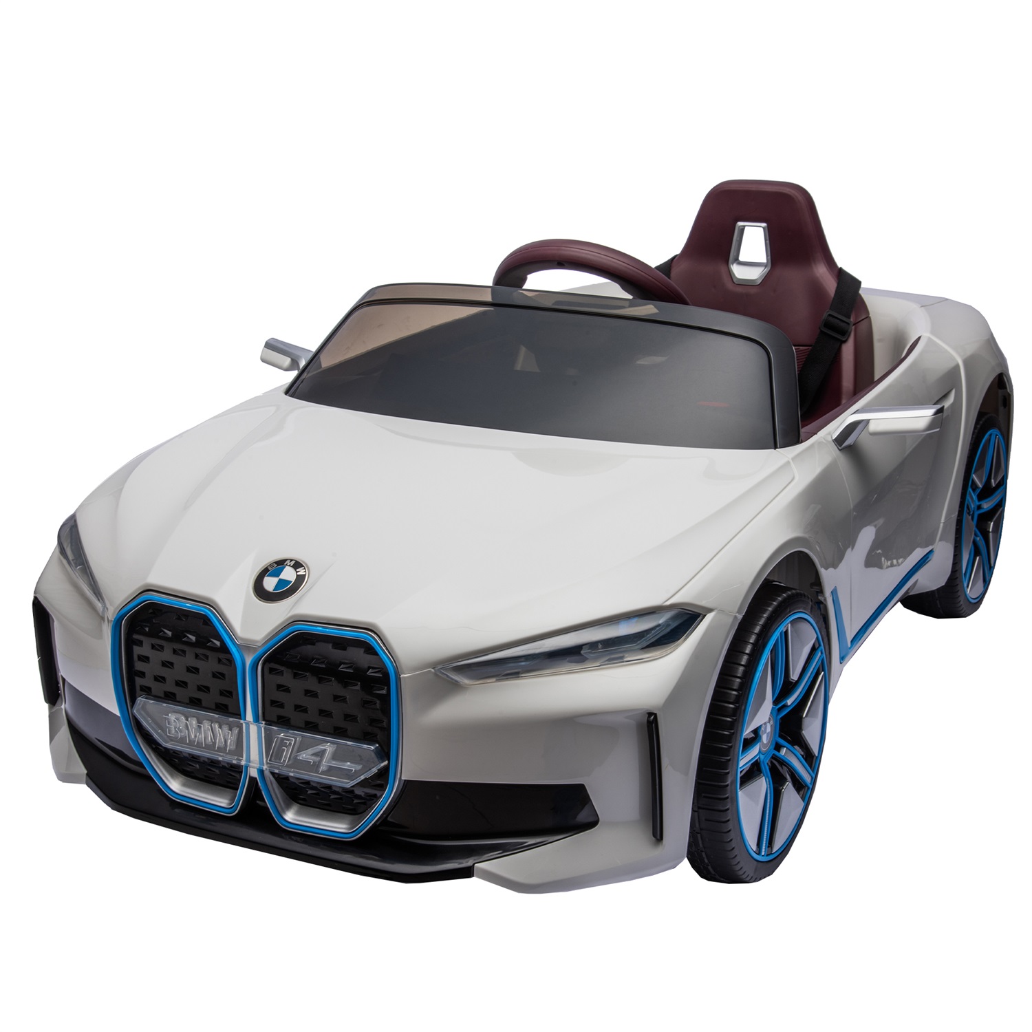 CIPACHO Licensed BMW I4, 12V Kids Ride On Car with 2.4G Parents Remote Control, Electric Kids Car with USB, MP3, Bluetooth, 3 Speed Adjustable, White