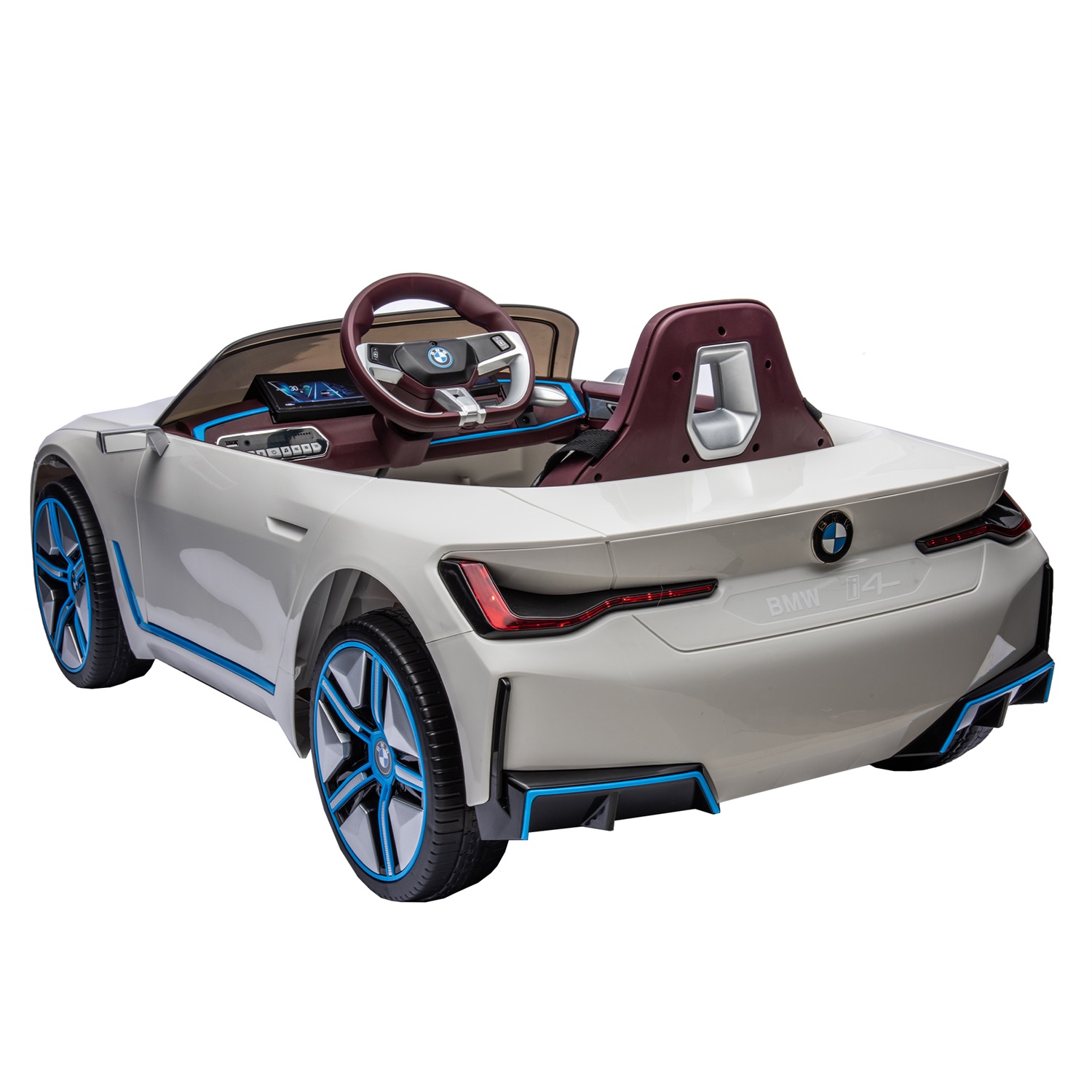 CIPACHO 12V Kids Ride On Car with 2.4G Parents Remote Control, Licensed BMW I4 Electric Kids Car, 3 Speed Adjustable, White