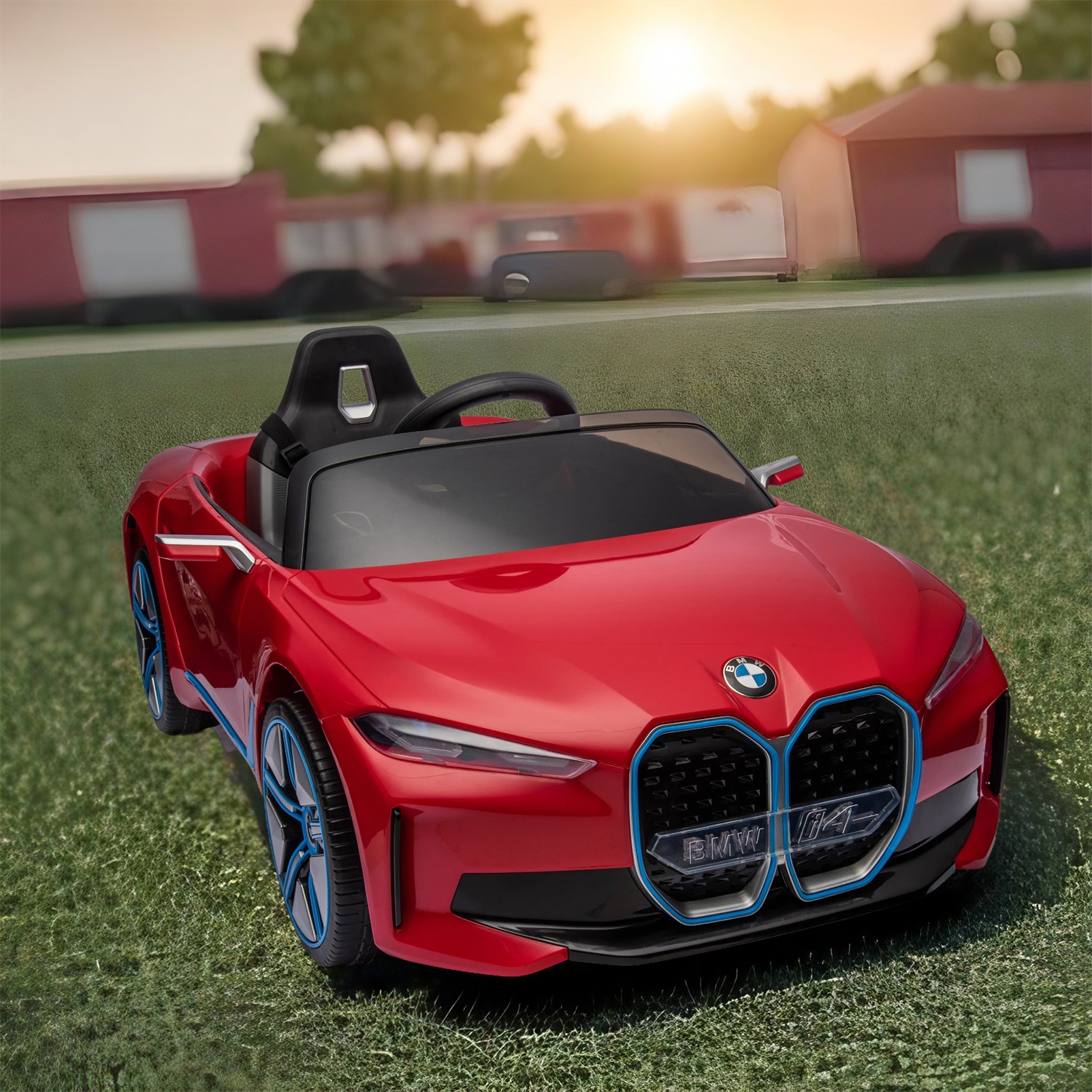 CIPACHO 12V Kids Ride On Car with 2.4G Parents Remote Control, Licensed BMW I4 Electric Kids Car, 3 Speed Adjustable, Red