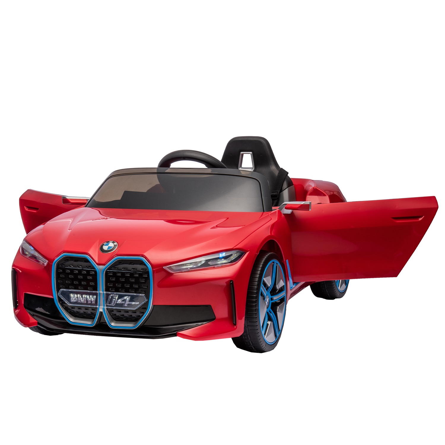 CIPACHO 12V Kids Ride On Car with 2.4G Parents Remote Control, Licensed BMW I4 Electric Kids Car, 3 Speed Adjustable, Red