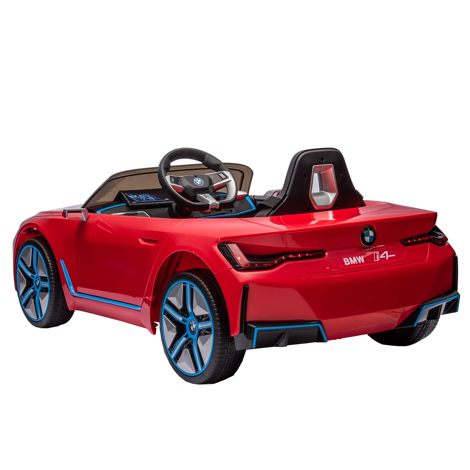 CIPACHO 12V Kids Ride On Car with 2.4G Parents Remote Control, Licensed BMW I4 Electric Kids Car, 3 Speed Adjustable, Red