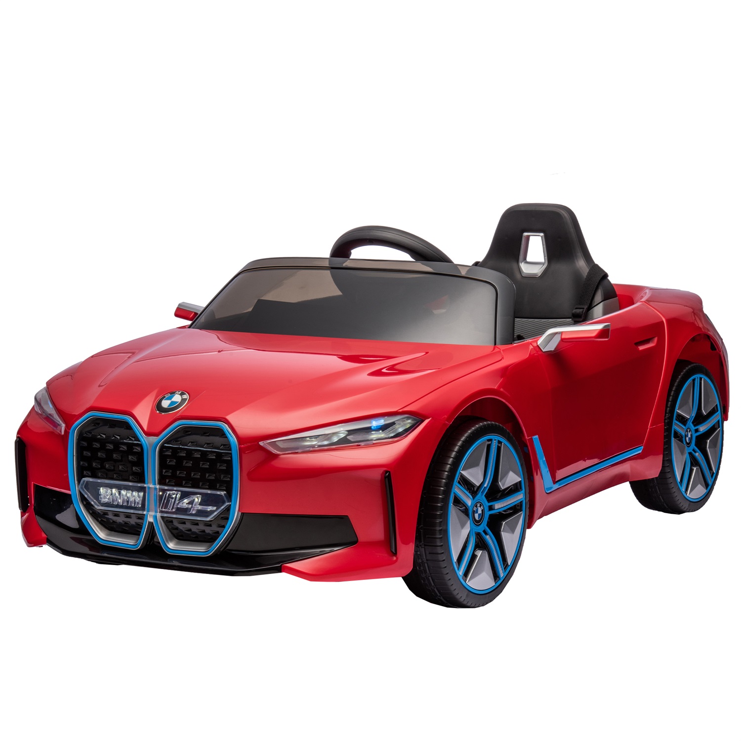 CIPACHO Licensed BMW I4, 12V Kids Ride On Car with 2.4G Parents Remote Control, Electric Kids Car with USB, MP3, Bluetooth, 3 Speed Adjustable, Red