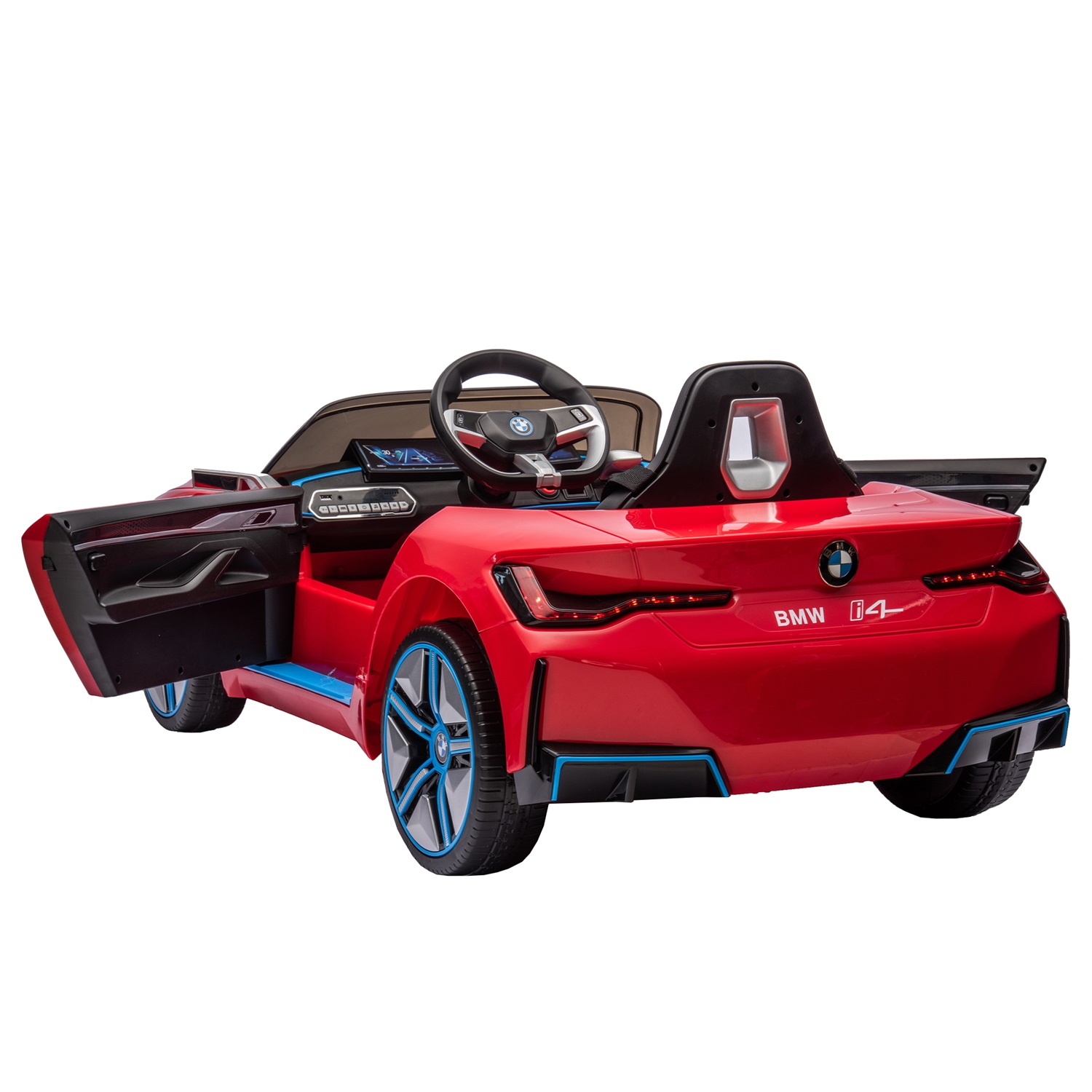 CIPACHO Licensed BMW I4, 12V Kids Ride On Car with 2.4G Parents Remote Control, Electric Kids Car with USB, MP3, Bluetooth, 3 Speed Adjustable, Red