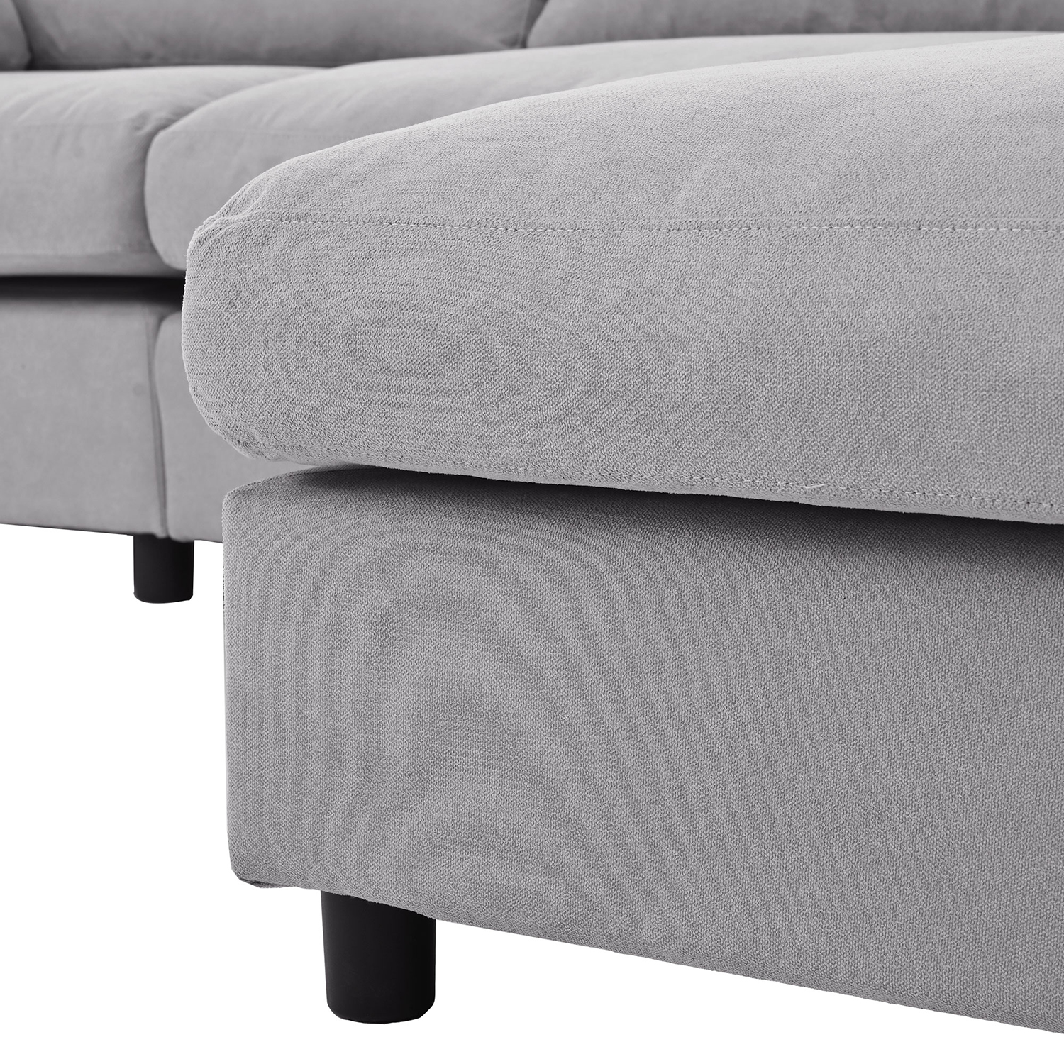 Kepooman Beige Upholstery L Shaped Convertible Sectional Sofa Couch with Reversible Chaise for Living Room, Gray Kepooman Beige Upholstery L Shaped Convertible Sectional Sofa Couch with Reversible Chaise for Living Room, Gray