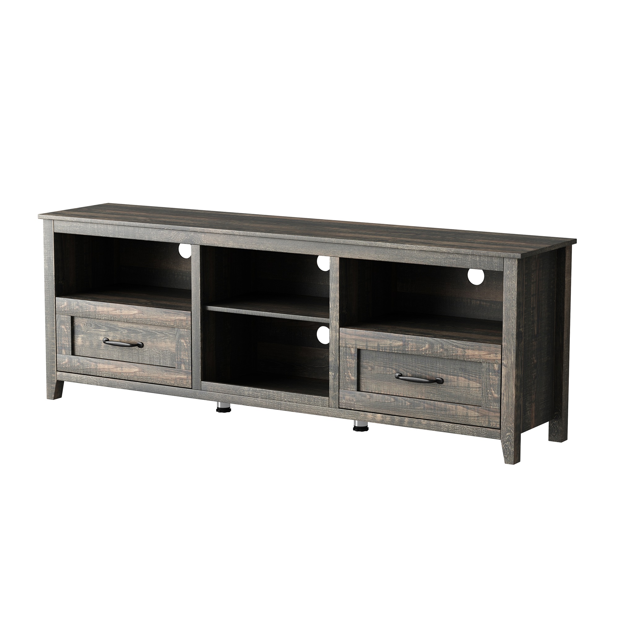 Spaco TV Stand with 2 Drawers Capacity Storage Entertainment Center for Living Room, Black Pine