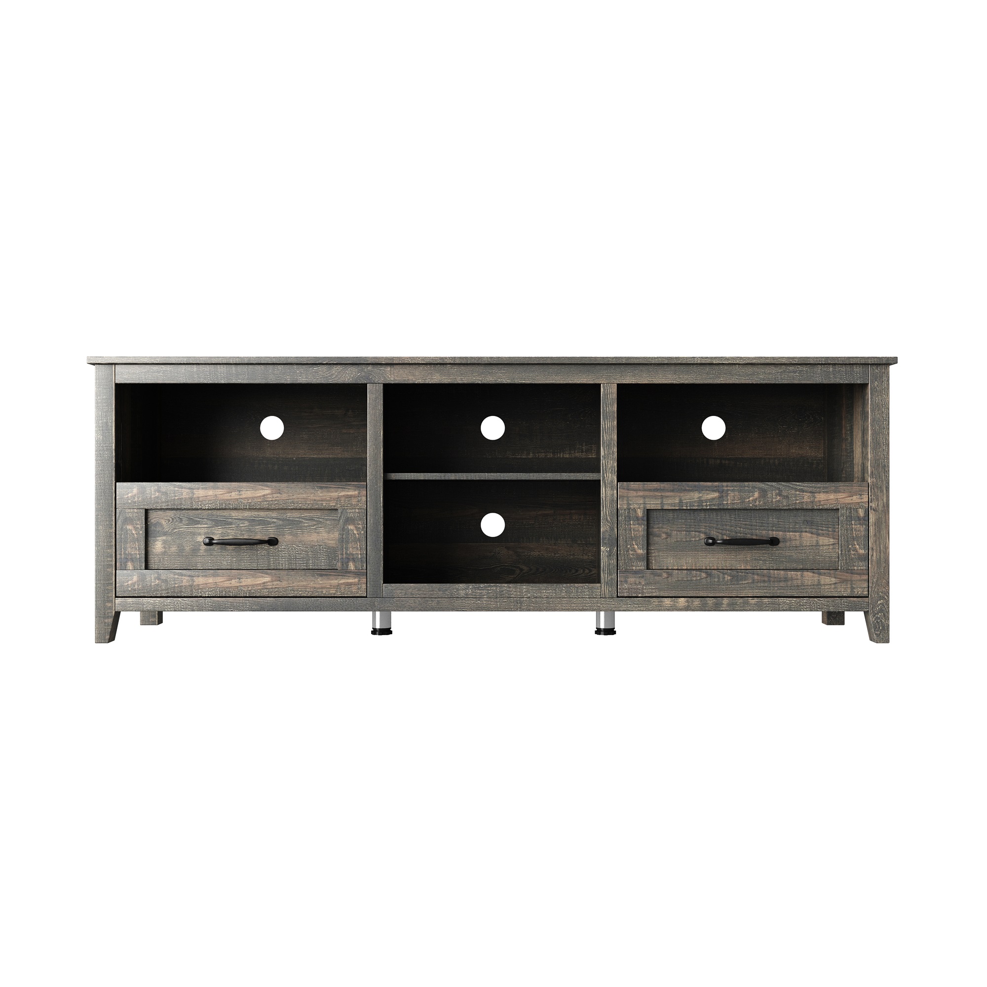 Spaco TV Stand with 2 Drawers Capacity Storage Entertainment Center for Living Room, Black Pine