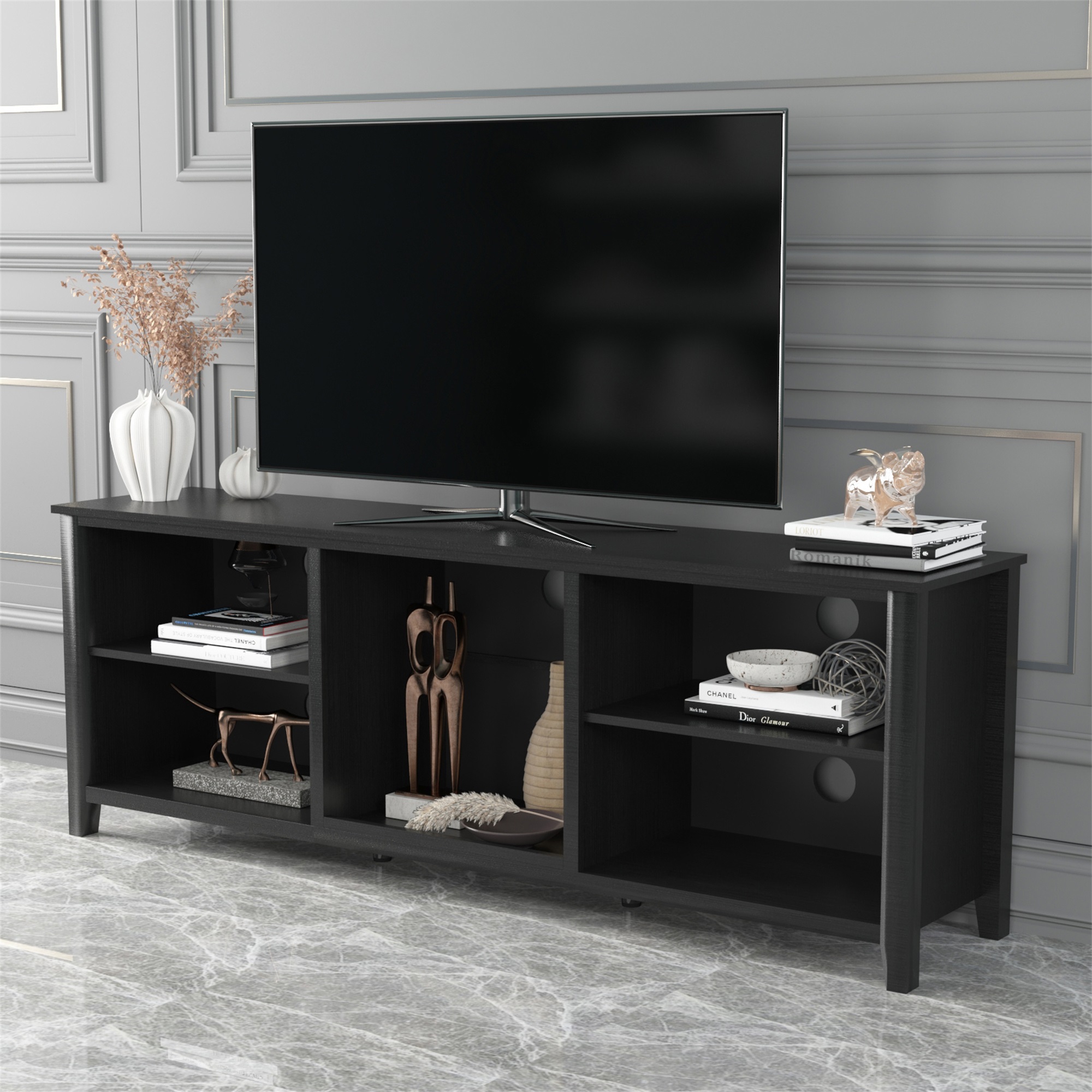 Kadyn TV Stand Entertainment Center for TVs up to 78", Black TV Cabinet